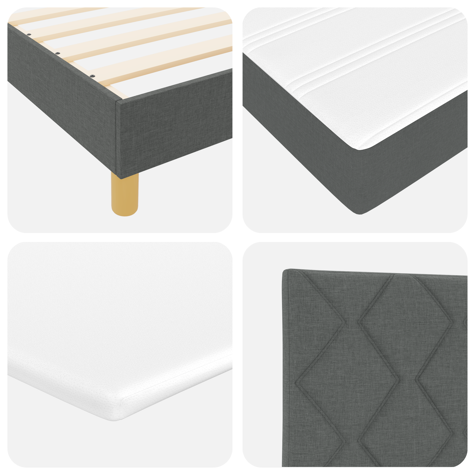Boxspringbett Matratze LED Bett Bettgestell Polsterbett Lattenrost Stoff vidaXL - Bild 59 von 96