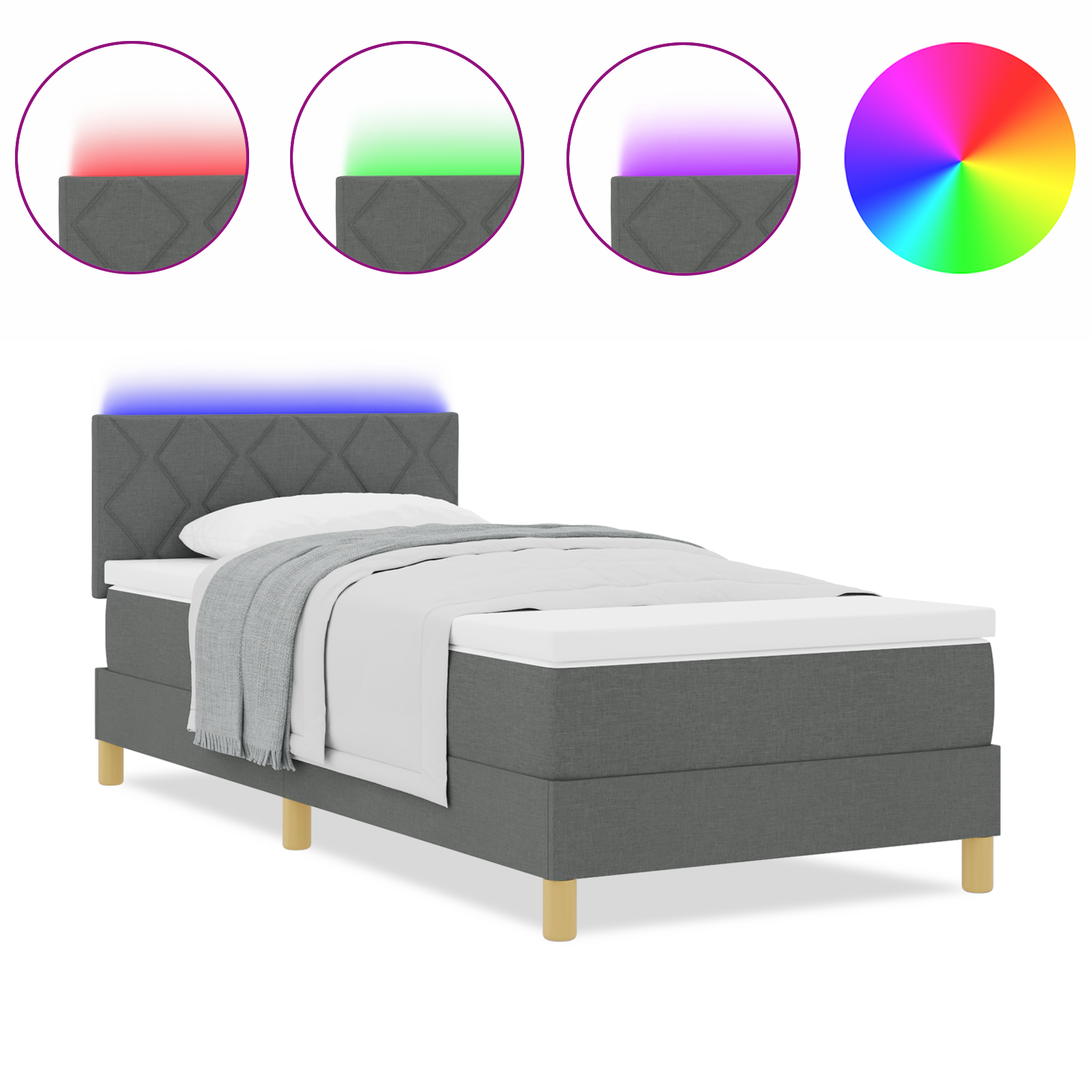 Boxspringbett Matratze LED Bett Bettgestell Polsterbett Lattenrost Stoff vidaXL - Bild 52 von 96