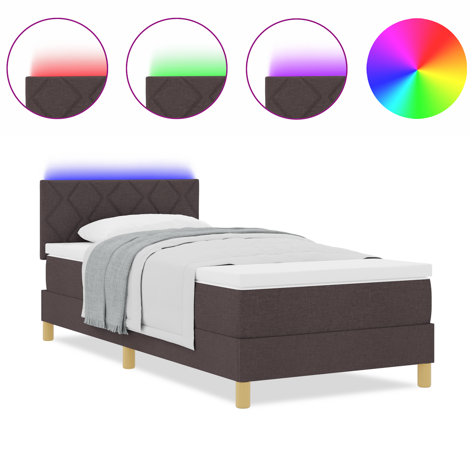 Boxspringbett Matratze LED Bett Bettgestell Polsterbett Lattenrost Stoff vidaXL - Bild 40 von 96