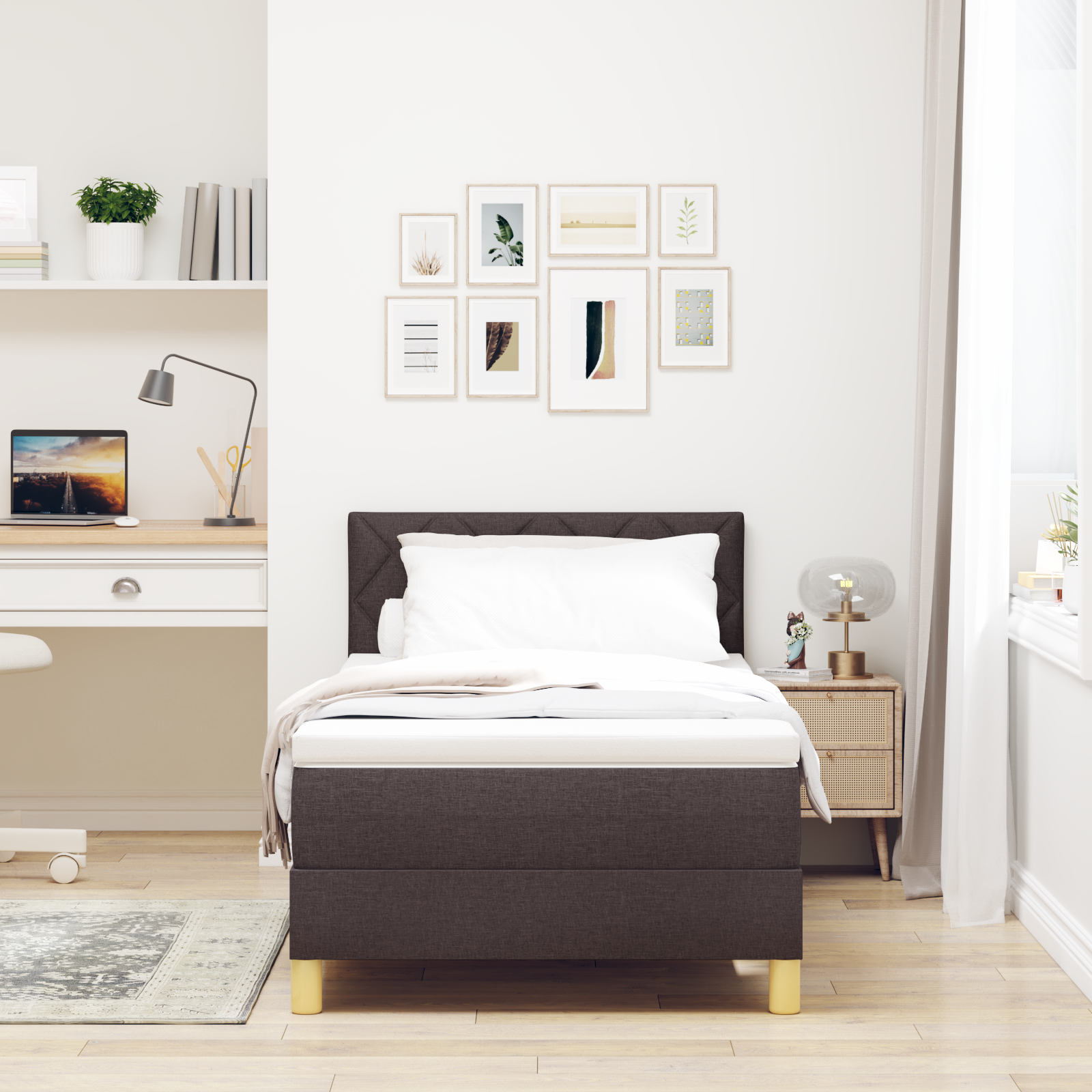 Boxspringbett Matratze LED Bett Bettgestell Polsterbett Lattenrost Stoff vidaXL - Bild 41 von 96