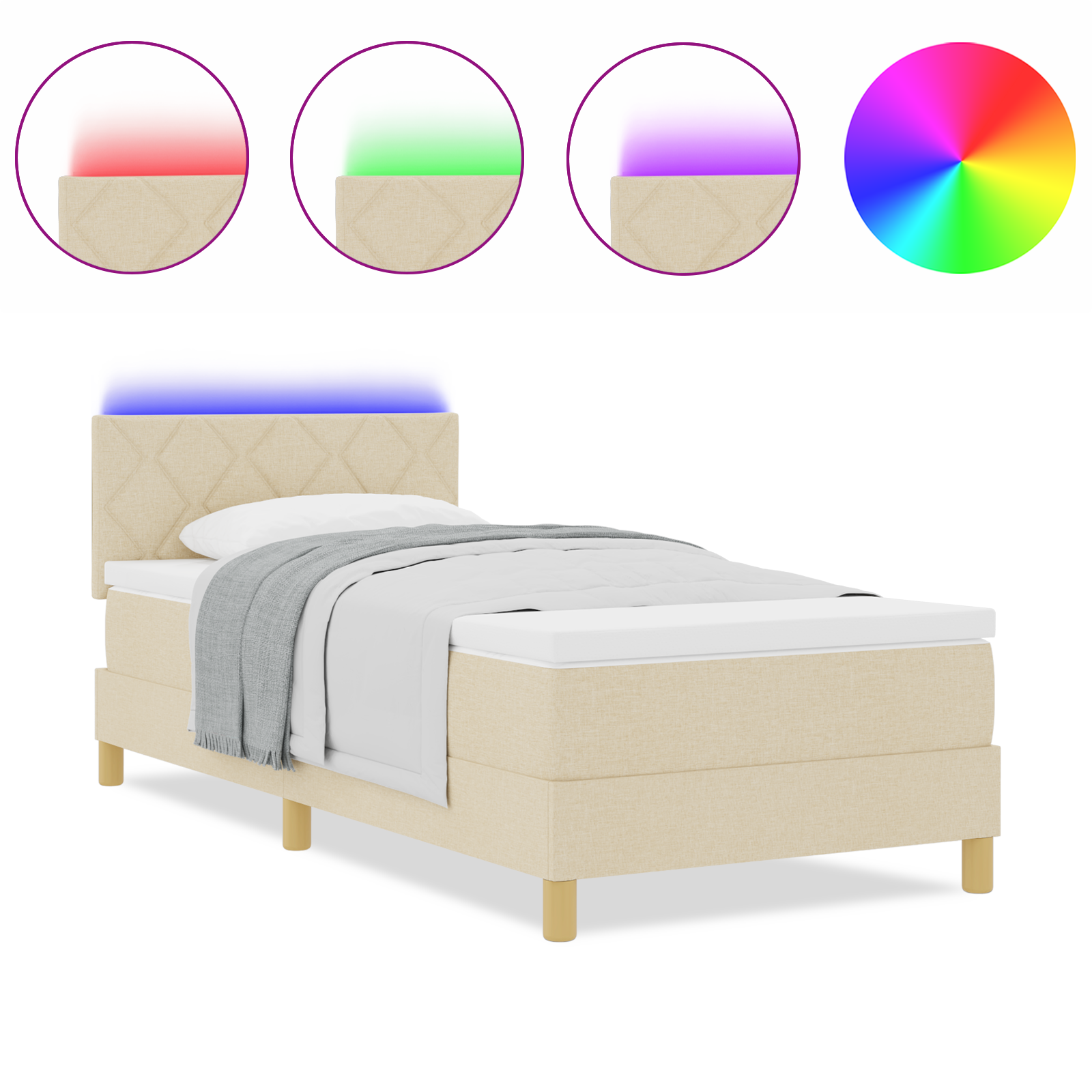 Boxspringbett Matratze LED Bett Bettgestell Polsterbett Lattenrost Stoff vidaXL - Bild 28 von 96