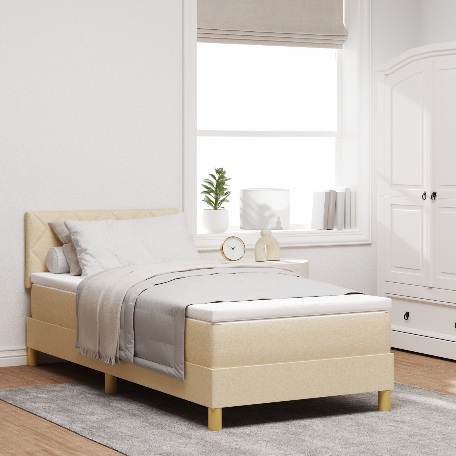 Boxspringbett Matratze LED Bett Bettgestell Polsterbett Lattenrost Stoff vidaXL - Bild 25 von 96