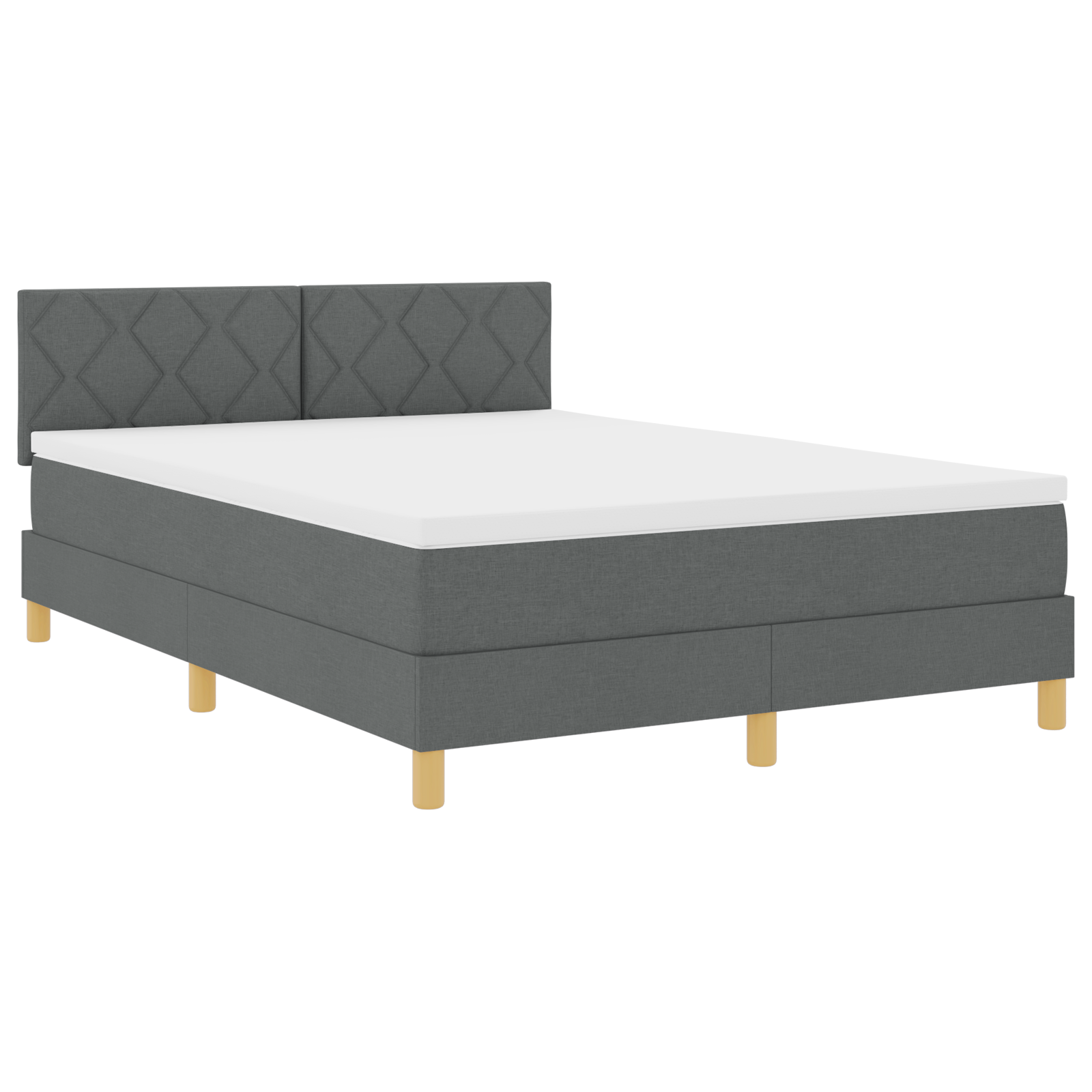 Box Spring Bed with Mattress & LED Dark Grey 140x190 cm Fabric - Image 3