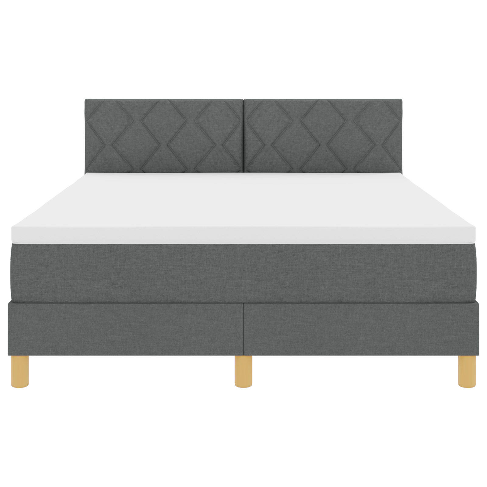 Box Spring Bed with Mattress & LED Dark Grey 140x190 cm Fabric - Image 8