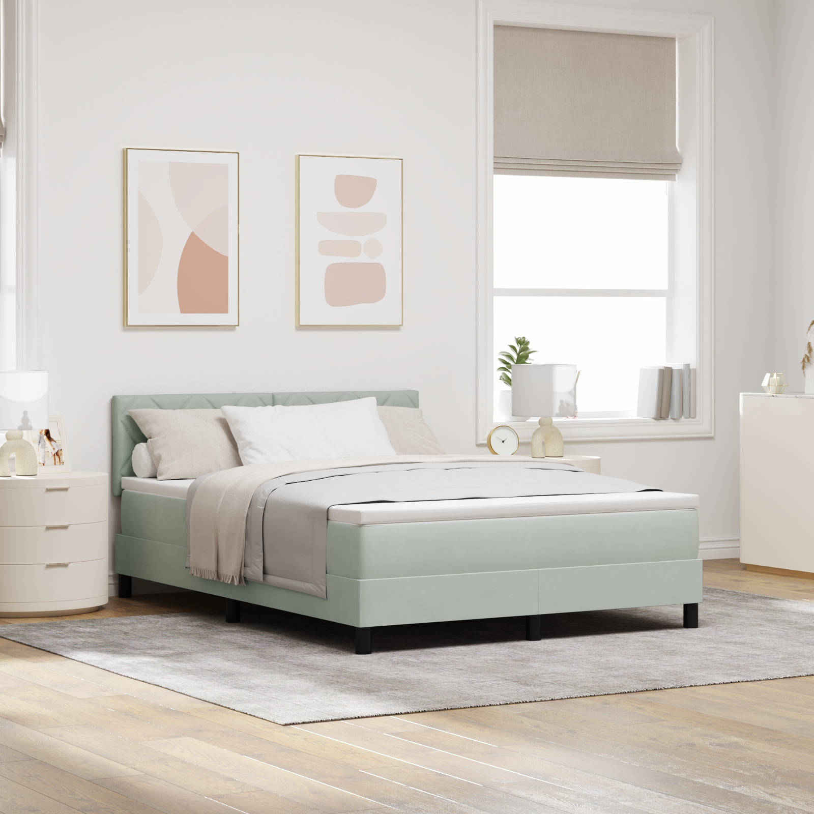 Dvigulė lova su čiužiniu ir LED apšvietimu Šviesiai pilka 140x200 cm Aksomas