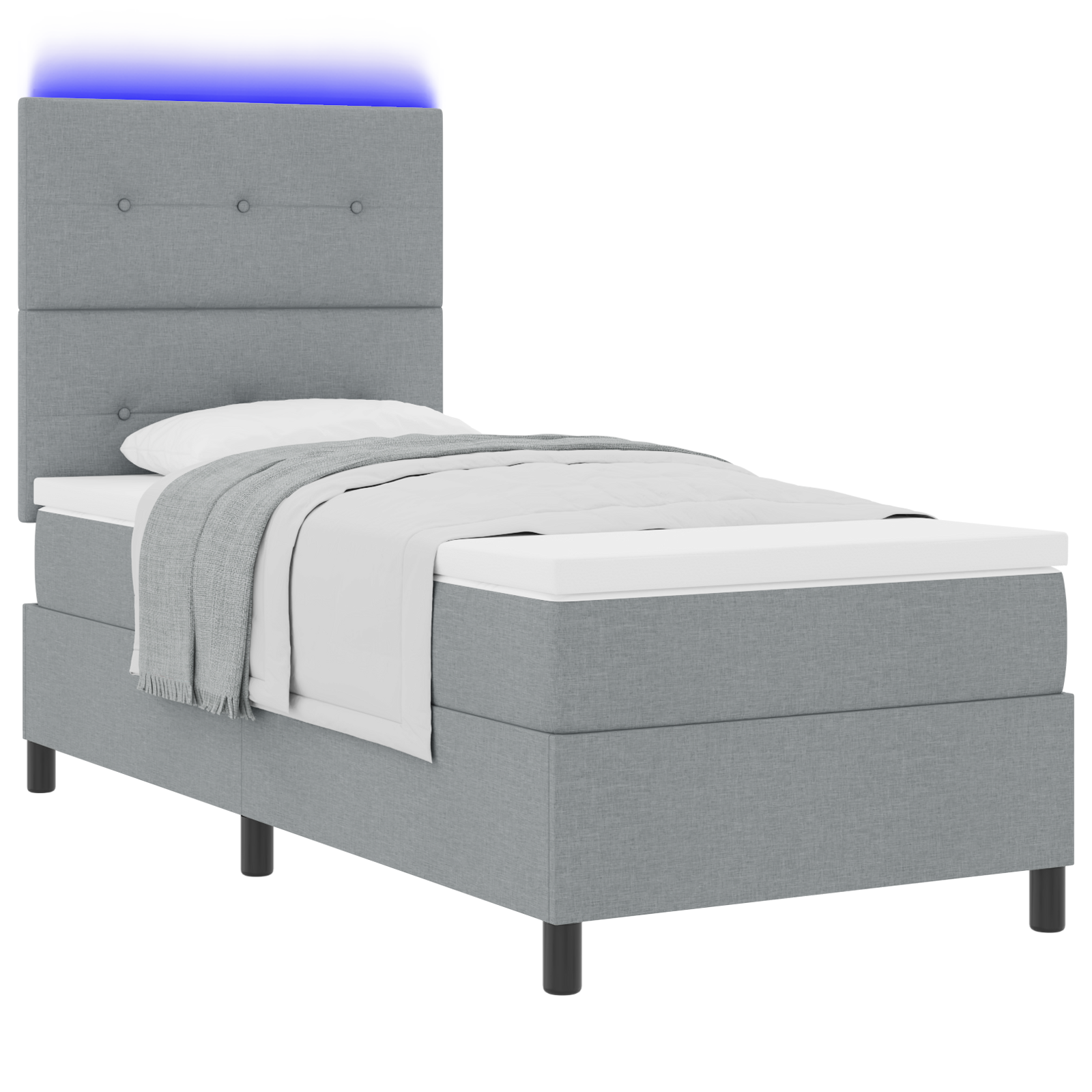 Thumbnail - vidaXL Boxspringbett mit Matratze und LED-Licht Grau 90 x 200 cm
