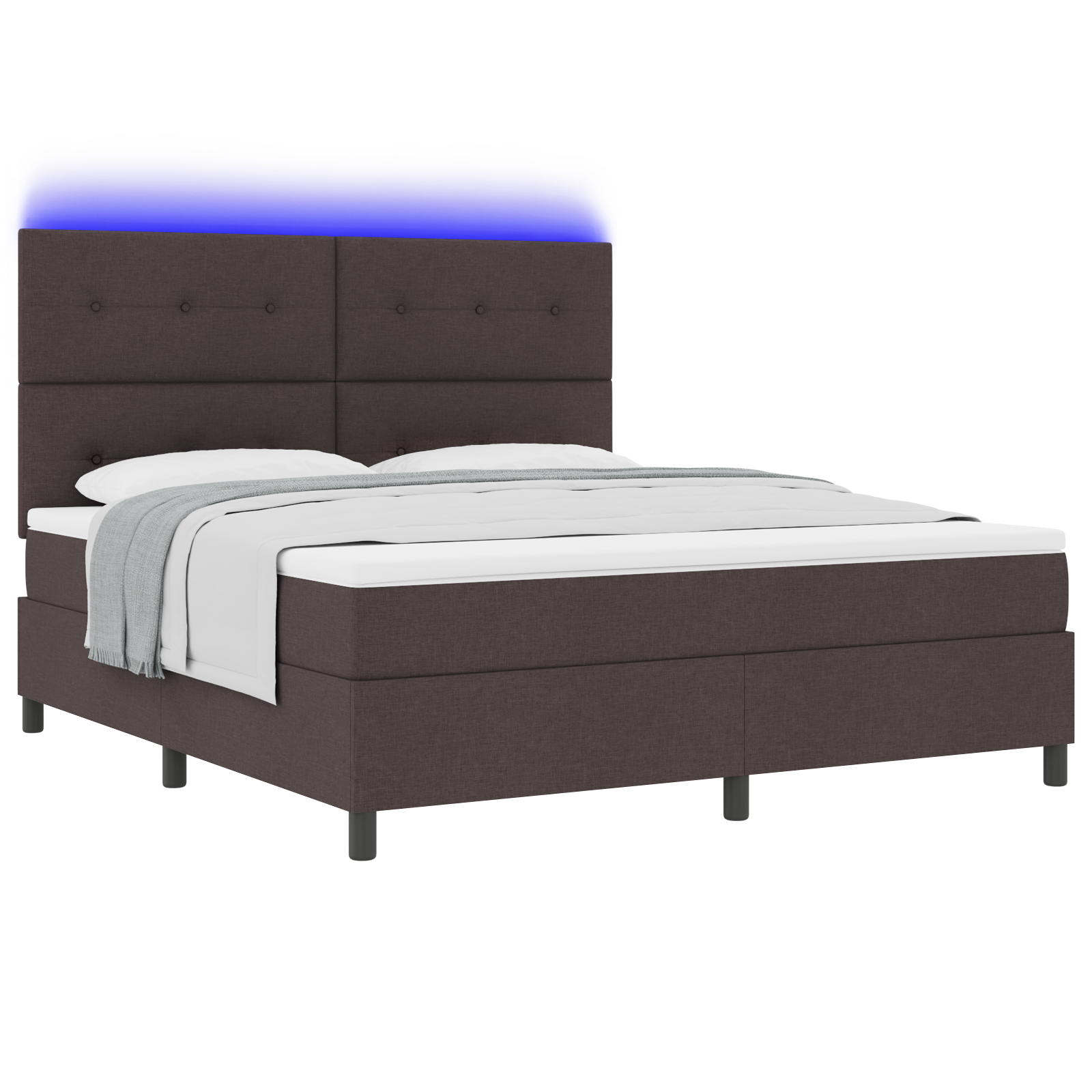 Thumbnail - vidaXL Boxspringbett mit Matratze & LED in Dunkelbraun, 180 x 200 cm Stoff