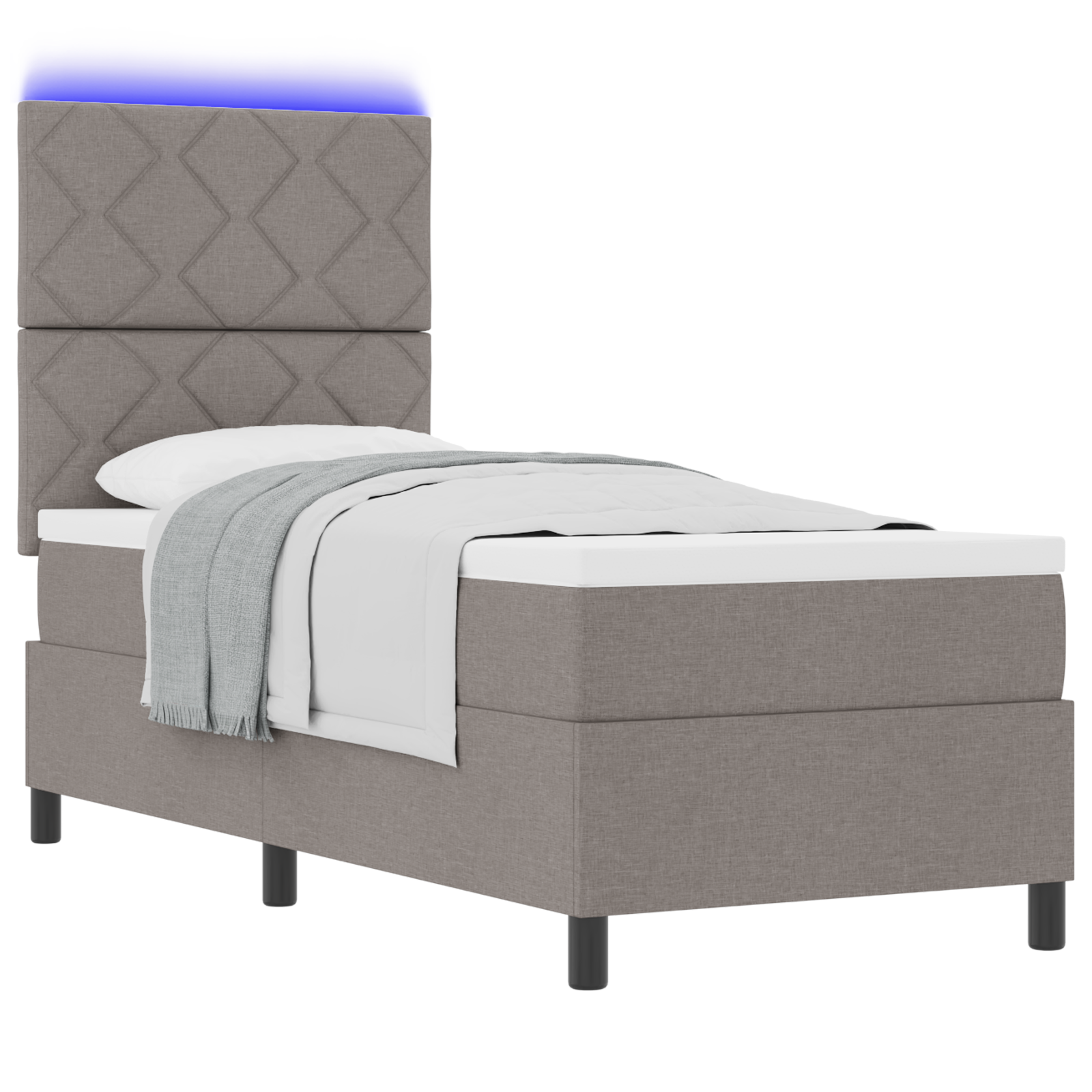 Box Spring Bed with Mattress & LED Taupe 80x200 cm Fabric - Image 2