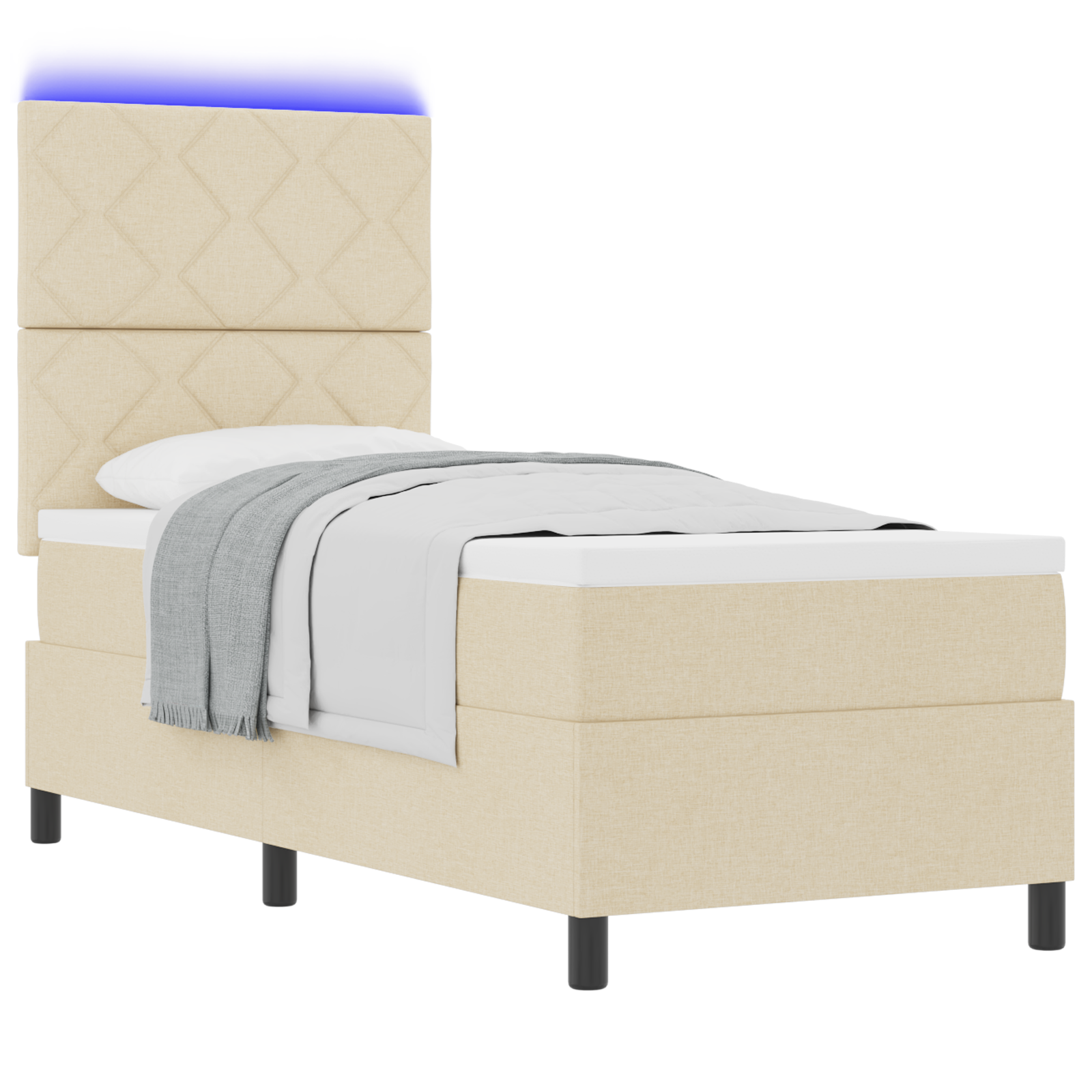 Thumbnail - vidaXL Boxspringbett mit Matratze und LED in Creme, 80x200 cm, Stoff