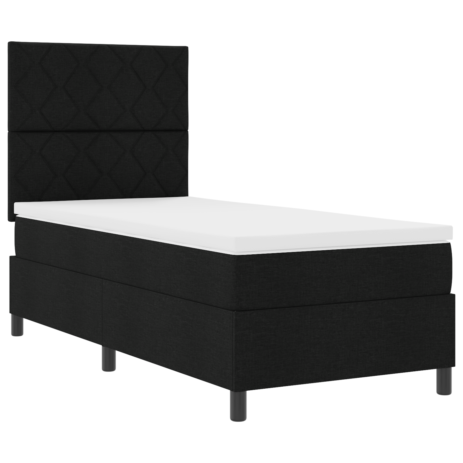 Box Spring Bed with Mattress & LED Black 90x190 cm Fabric - Image 6