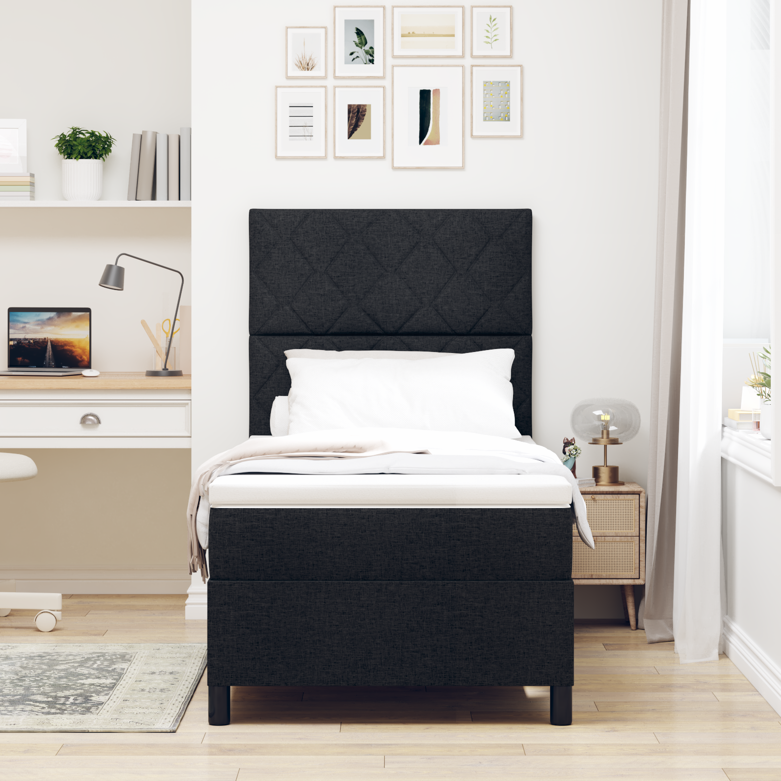 Boxspringbett Matratze LED Bett Bettgestell Polsterbett Lattenrost Stoff vidaXL - Bild 46 von 53