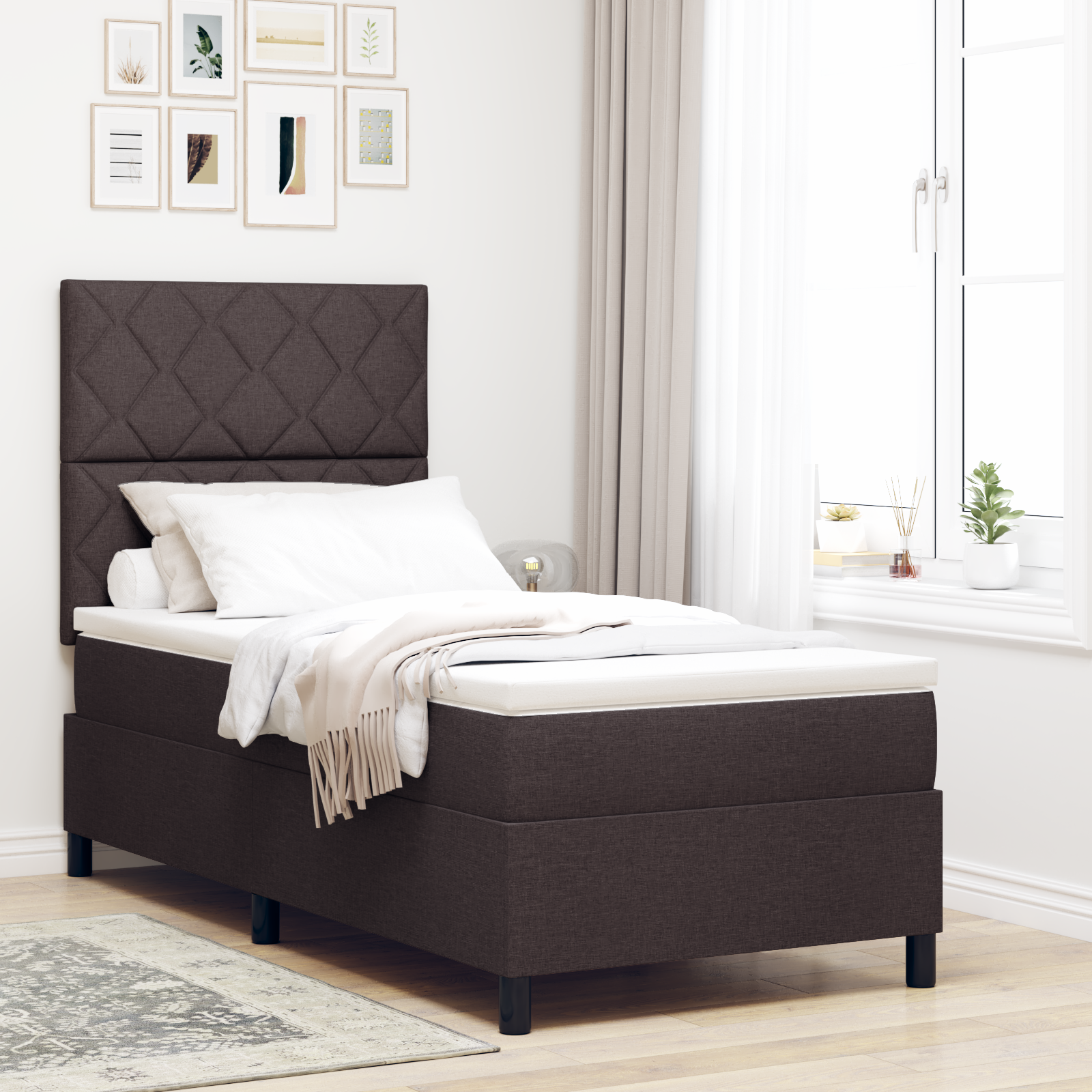 Boxspringbett Matratze LED Bett Bettgestell Polsterbett Lattenrost Stoff vidaXL - Bild 30 von 53
