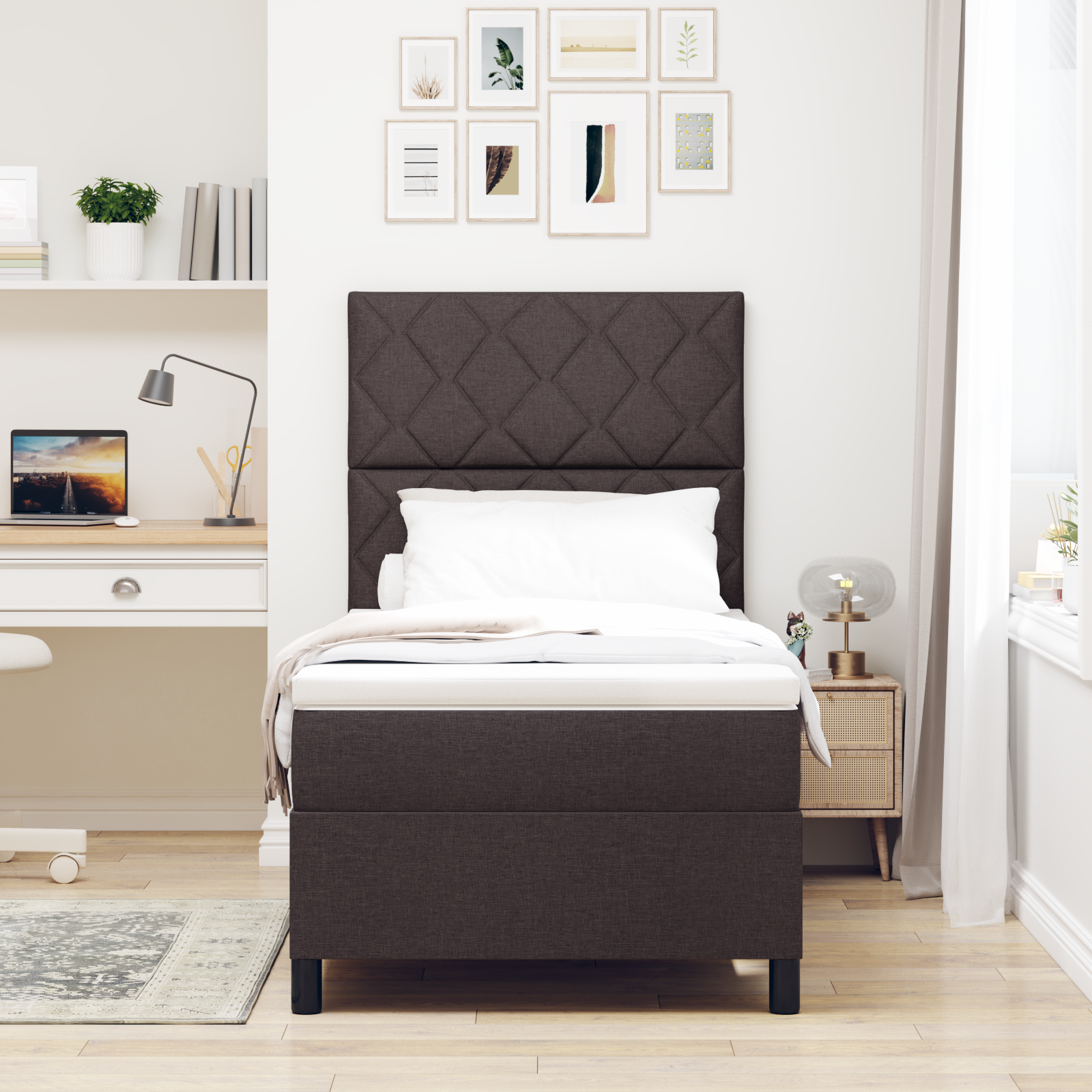 Boxspringbett Matratze LED Bett Bettgestell Polsterbett Lattenrost Stoff vidaXL - Bild 34 von 53