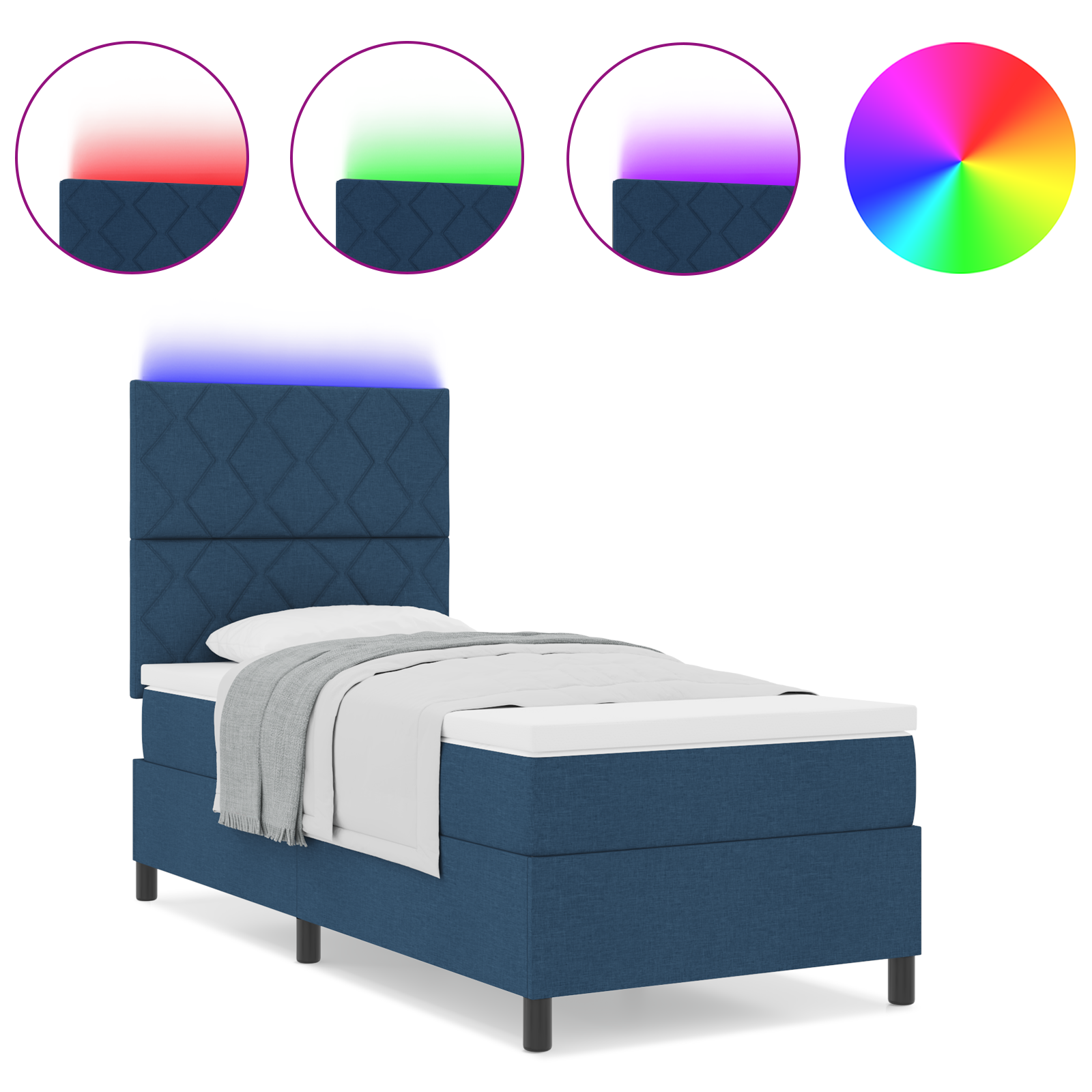 Boxspringbett Matratze LED Bett Bettgestell Polsterbett Lattenrost Stoff vidaXL - Bild 9 von 53