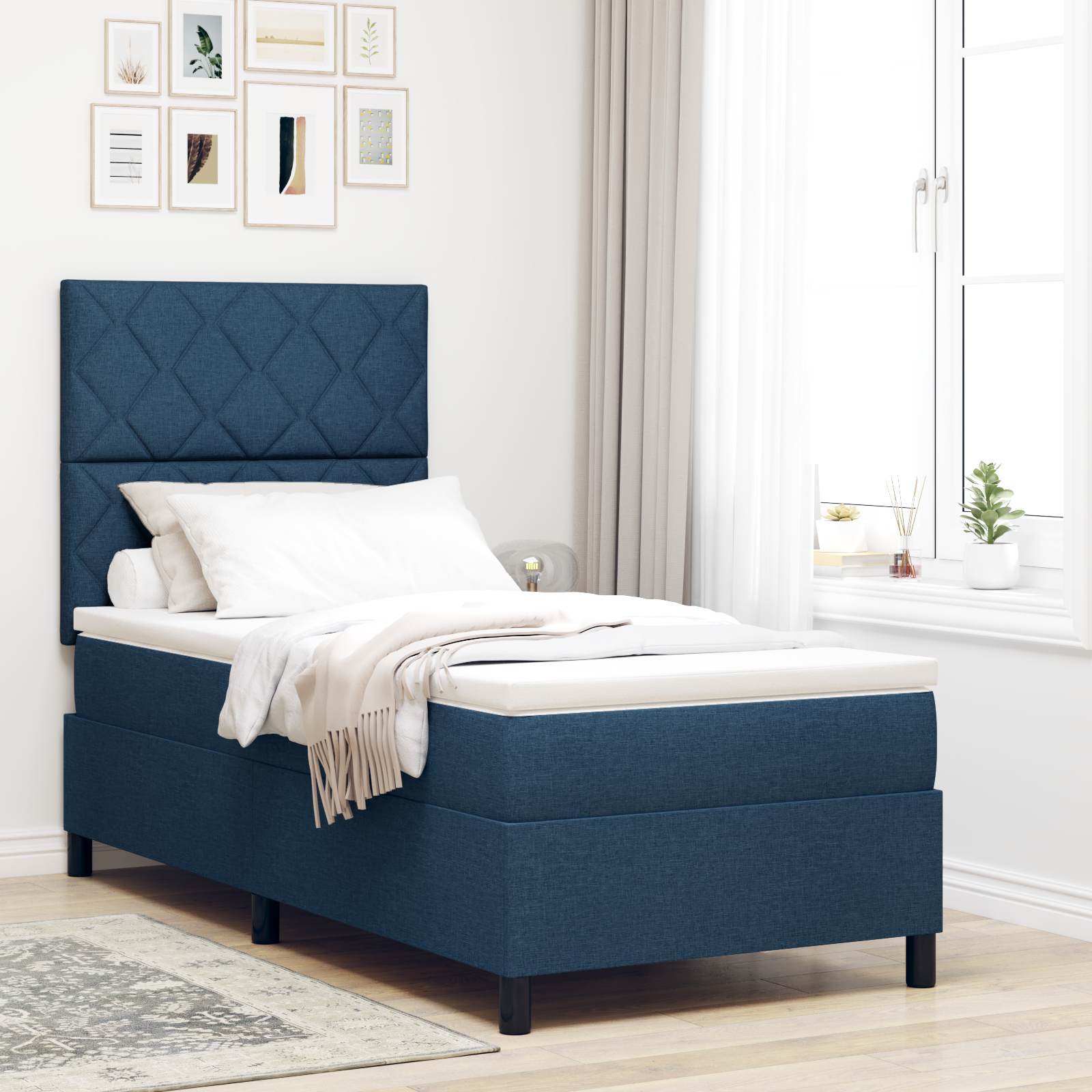 Boxspringbett Matratze LED Bett Bettgestell Polsterbett Lattenrost Stoff vidaXL - Bild 6 von 53