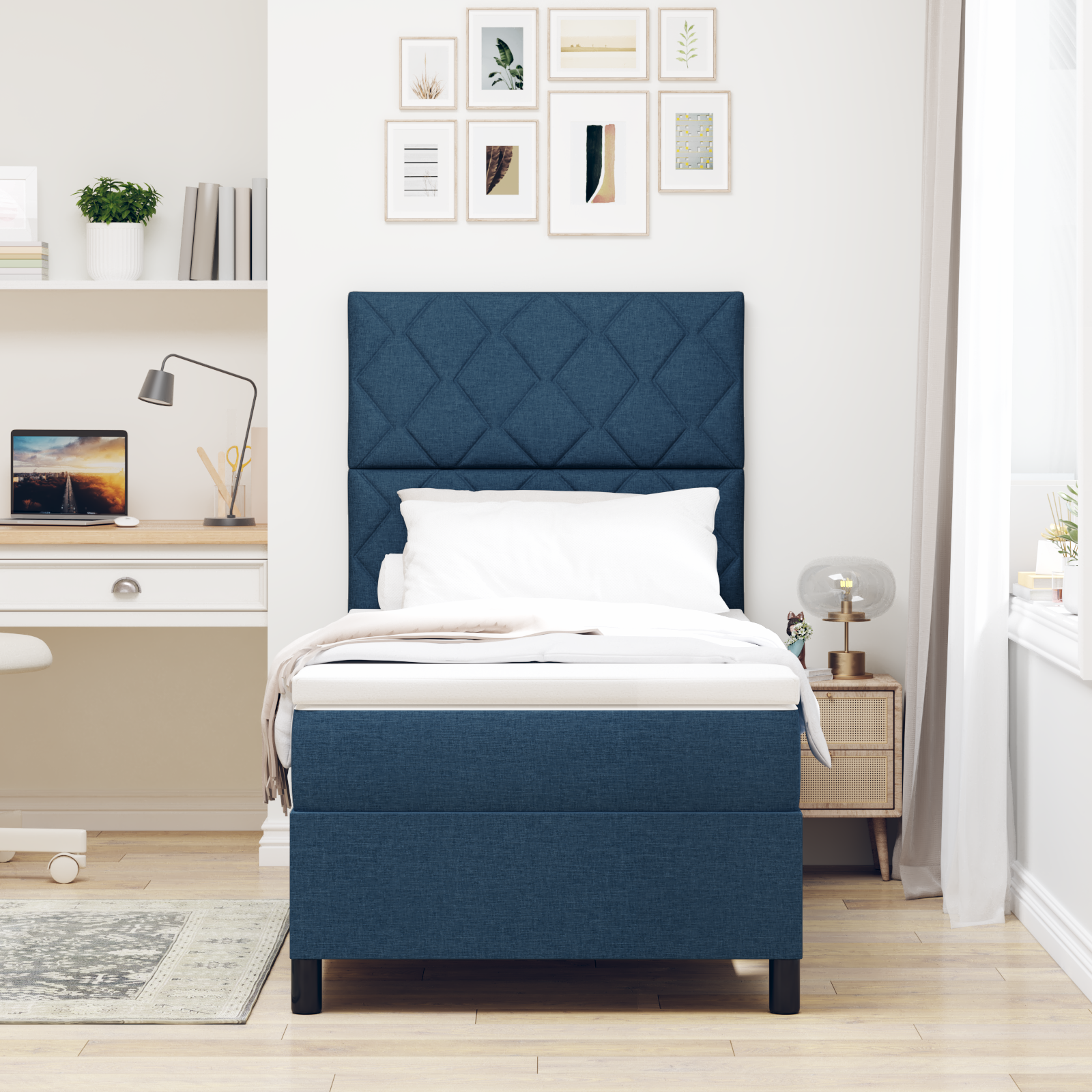 Boxspringbett Matratze LED Bett Bettgestell Polsterbett Lattenrost Stoff vidaXL - Bild 10 von 53