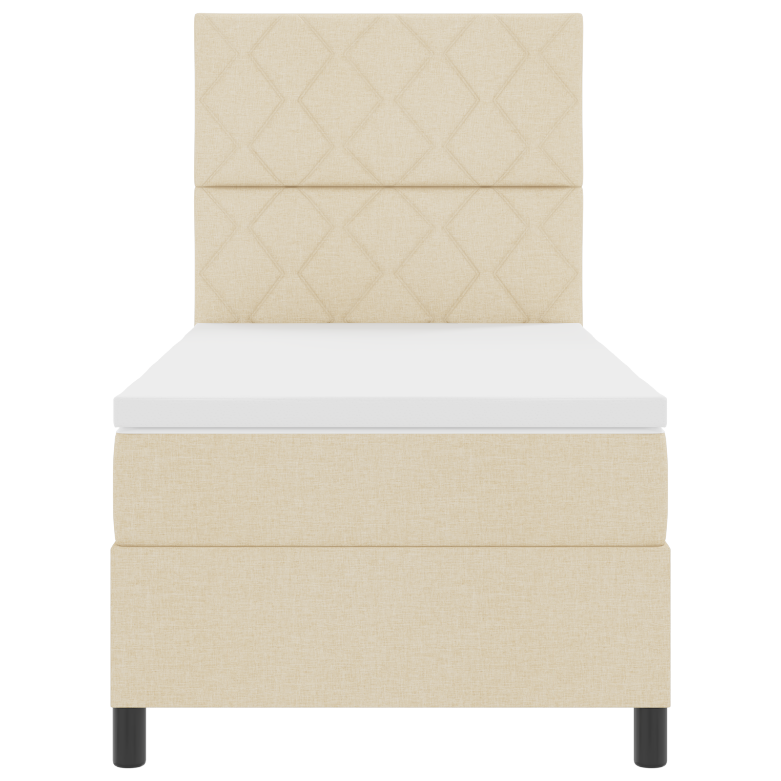 Box Spring Bed with Mattress & LED Cream 100x200 cm Fabric - Image 8