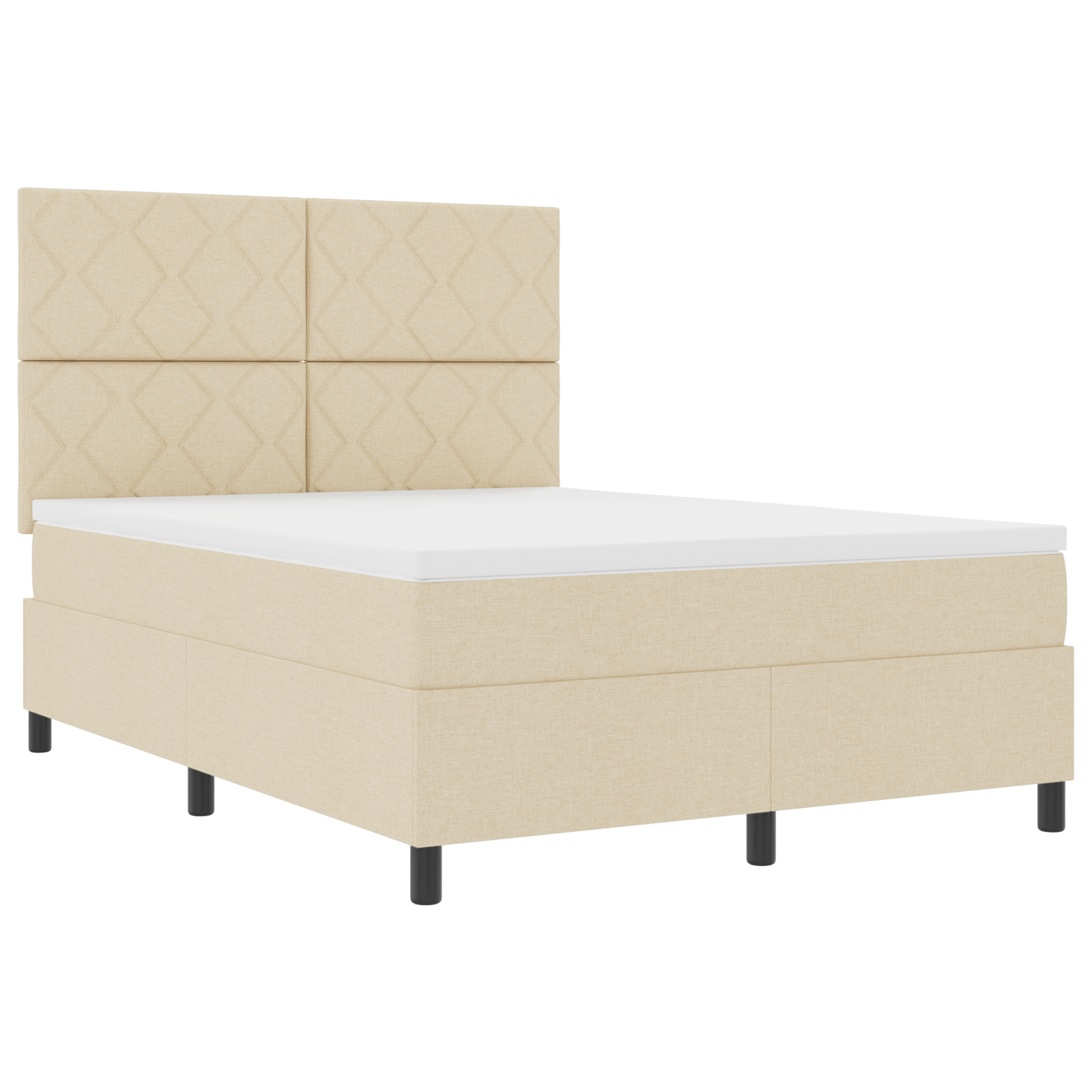 Box Spring Bed with Mattress & LED Cream 140x200 cm Fabric - Image 6