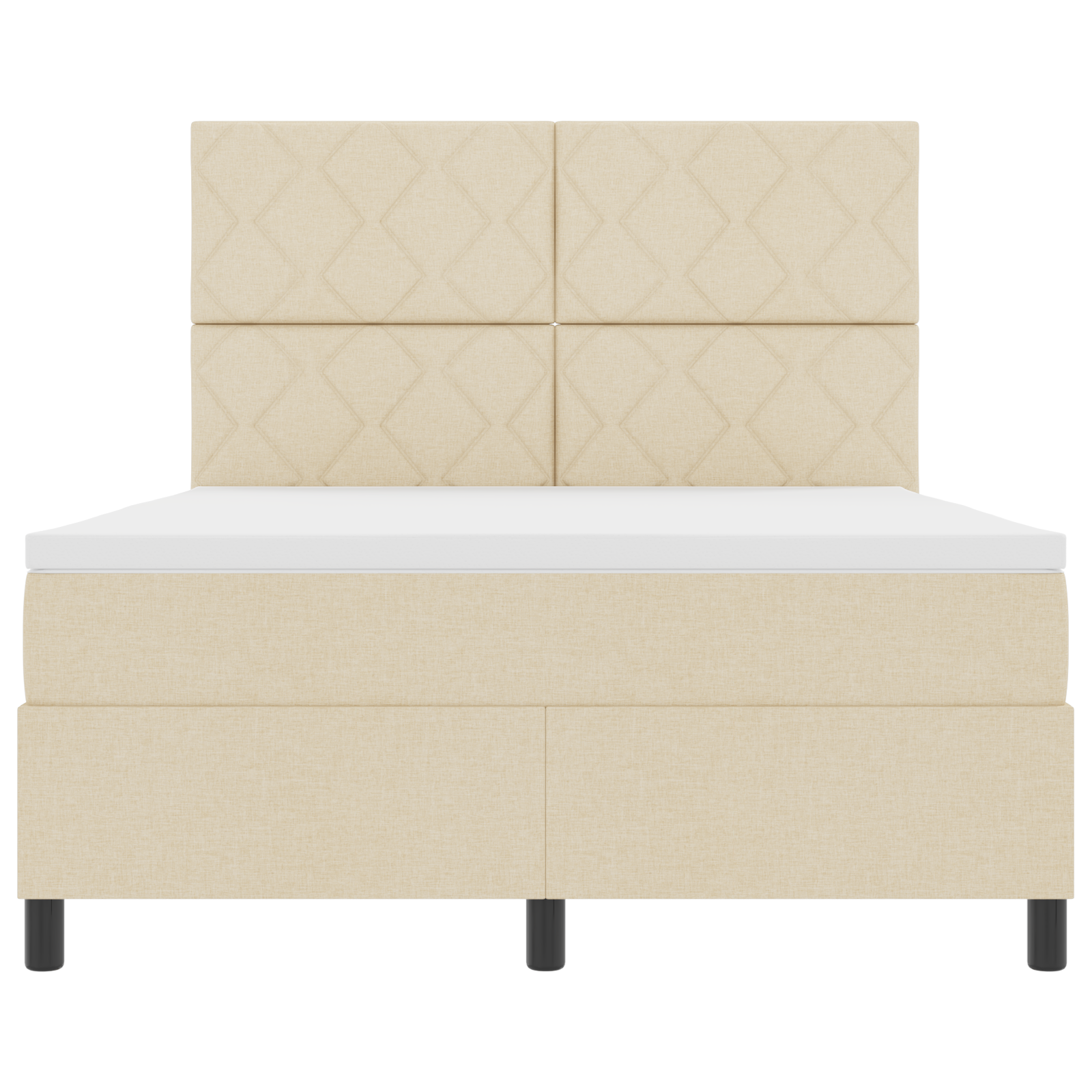 Box Spring Bed with Mattress & LED Cream 140x200 cm Fabric - Image 8