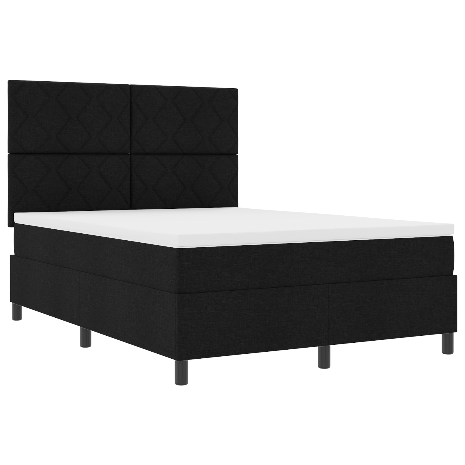 Box Spring Bed with Mattress & LED Black 160x200 cm Fabric - Image 6