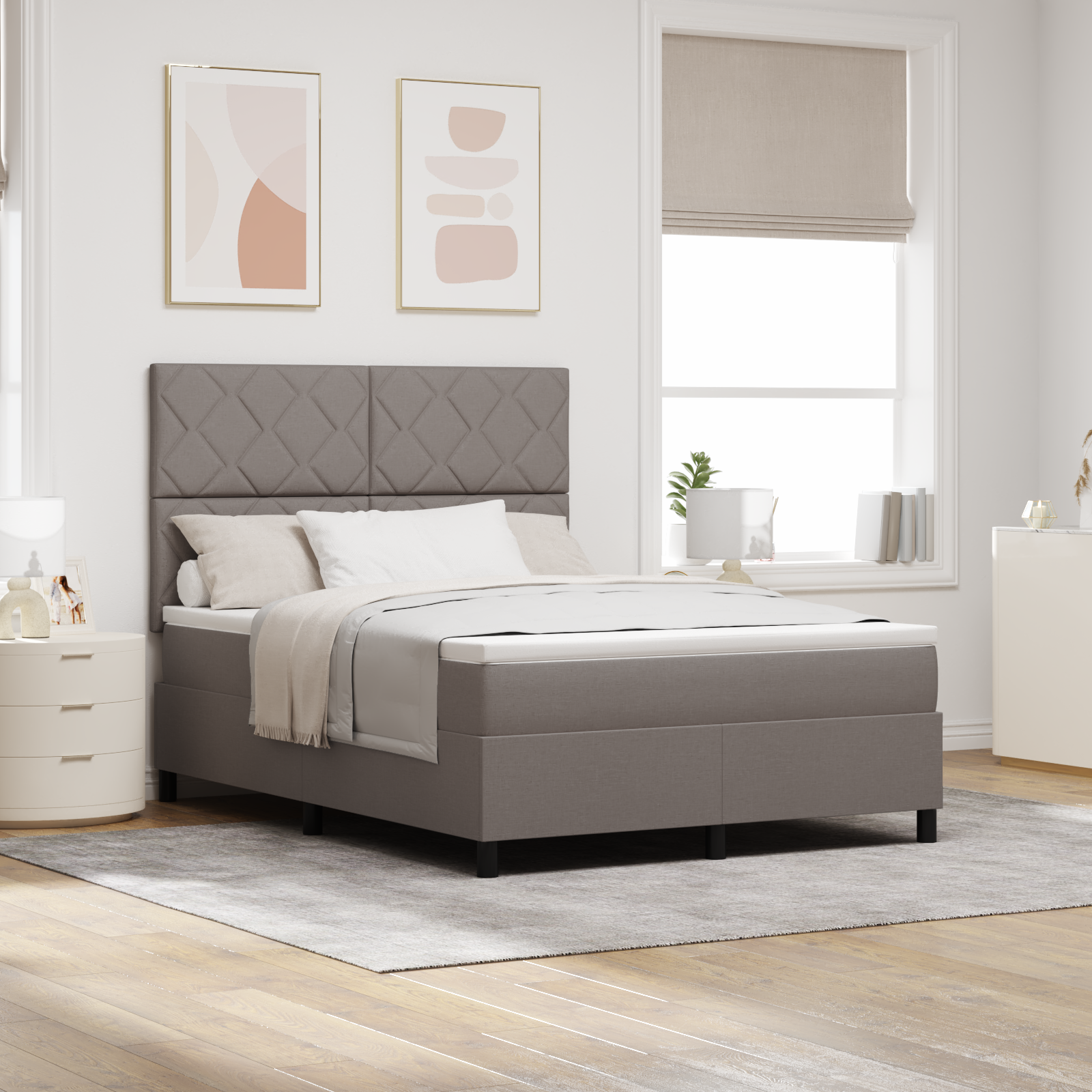 Thumbnail - vidaXL Boxspringbett mit Matratze und LED - Taupe 160 x 200 cm