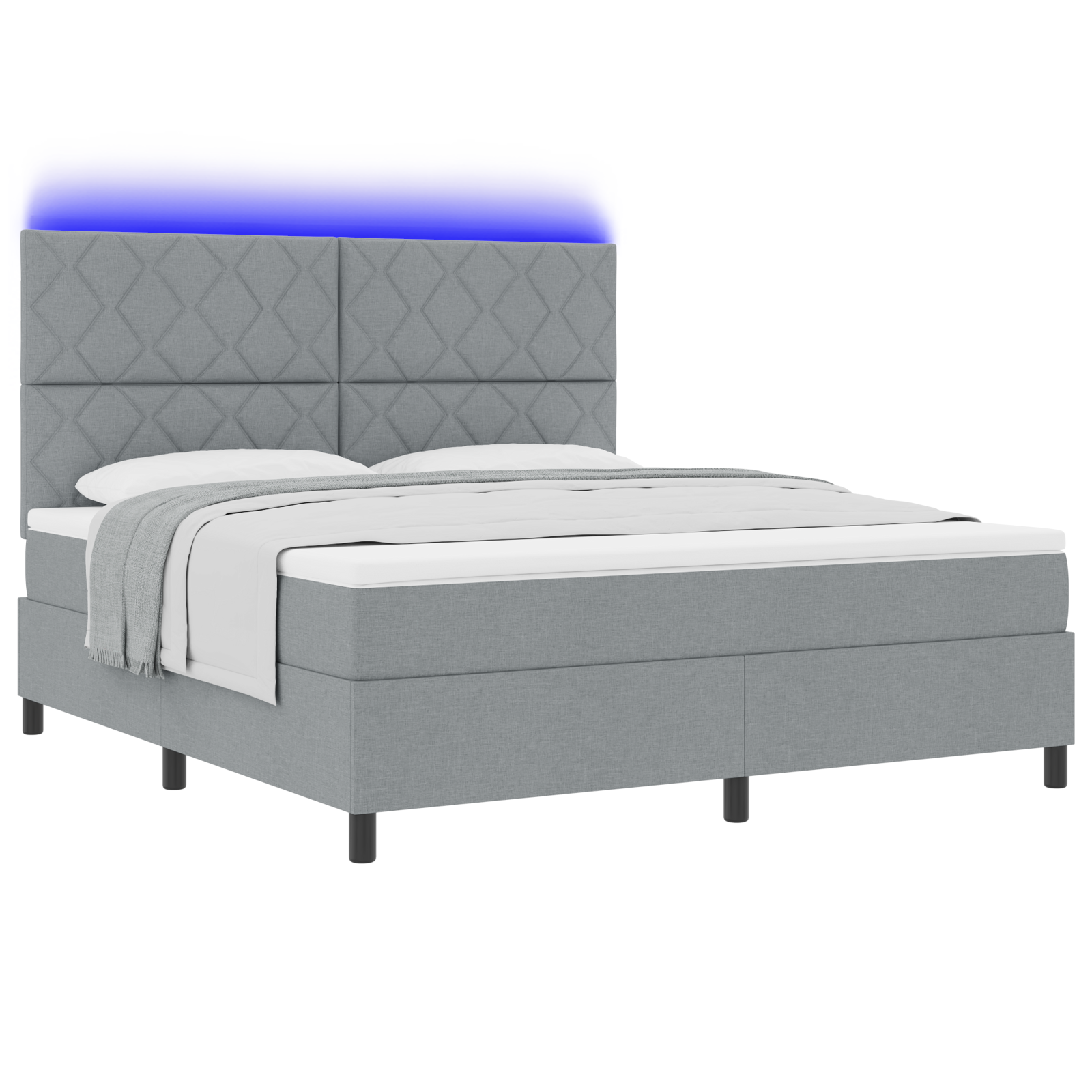 Thumbnail - vidaXL Boxspringbett mit Matratze & LED Licht Grau 180x200 cm Stoff