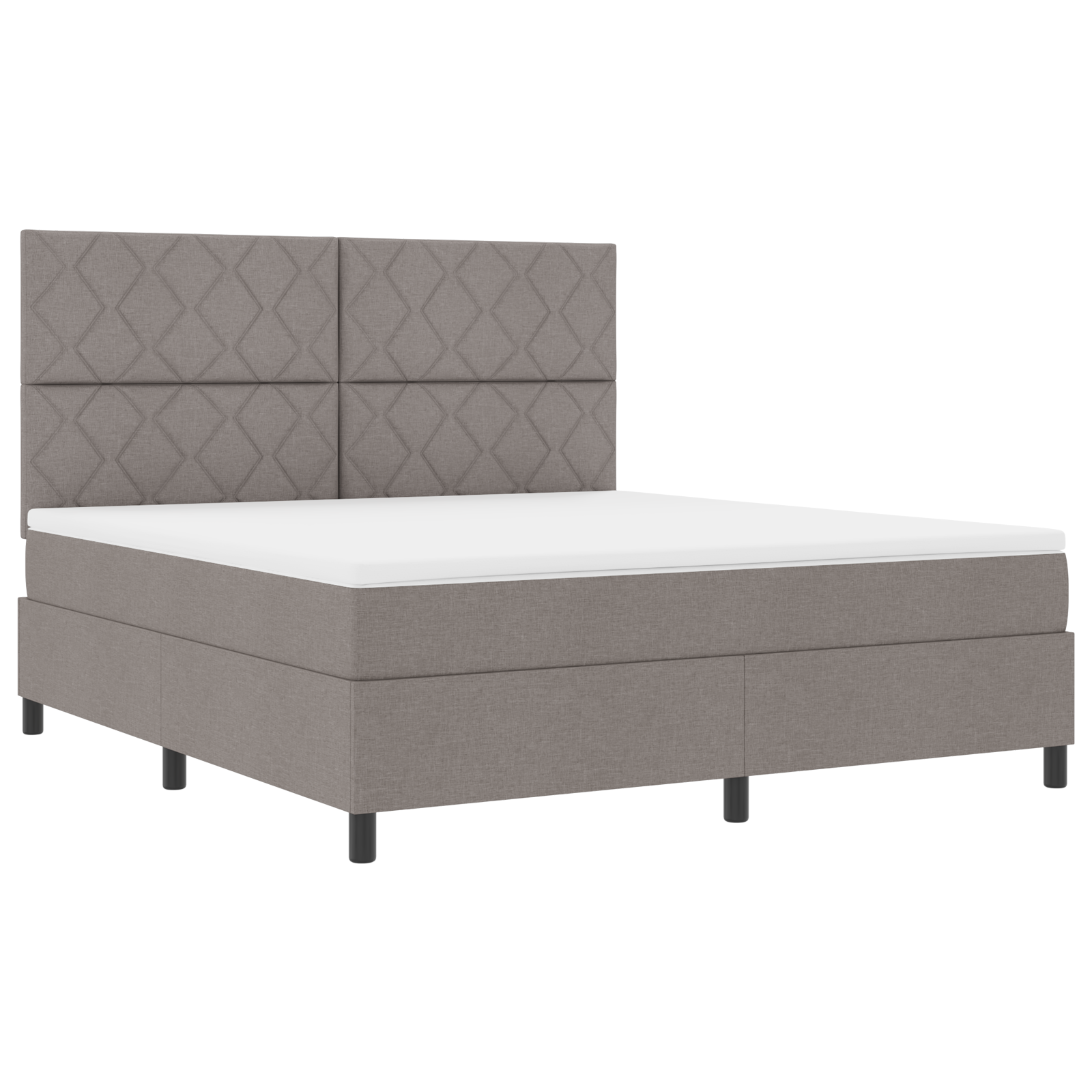 Box Spring Bed with Mattress & LED Taupe 180x200 cm Fabric - Image 6