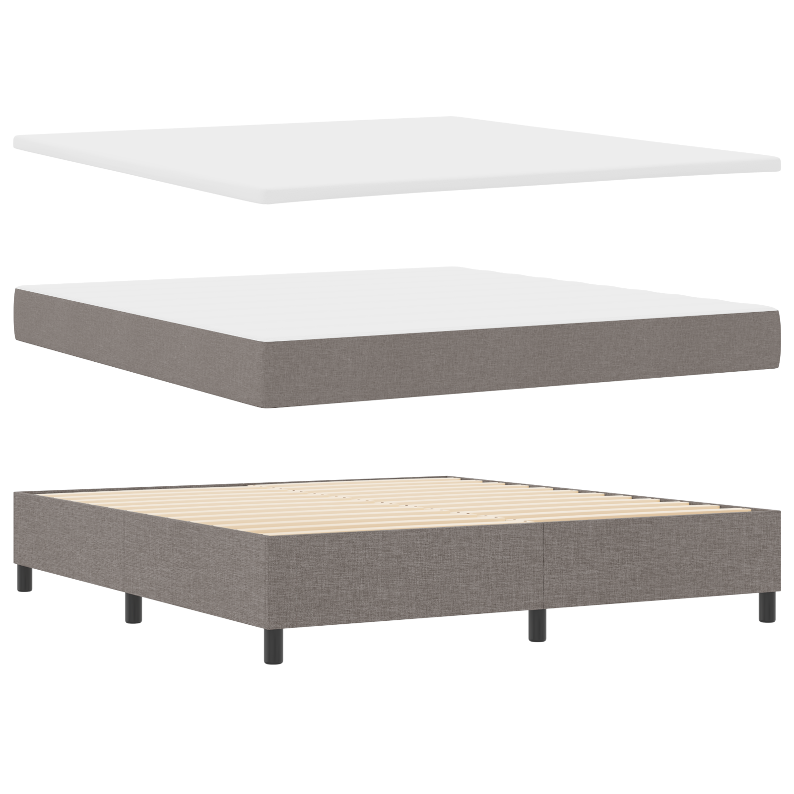 Box Spring Bed with Mattress & LED Taupe 180x200 cm Fabric - Image 7