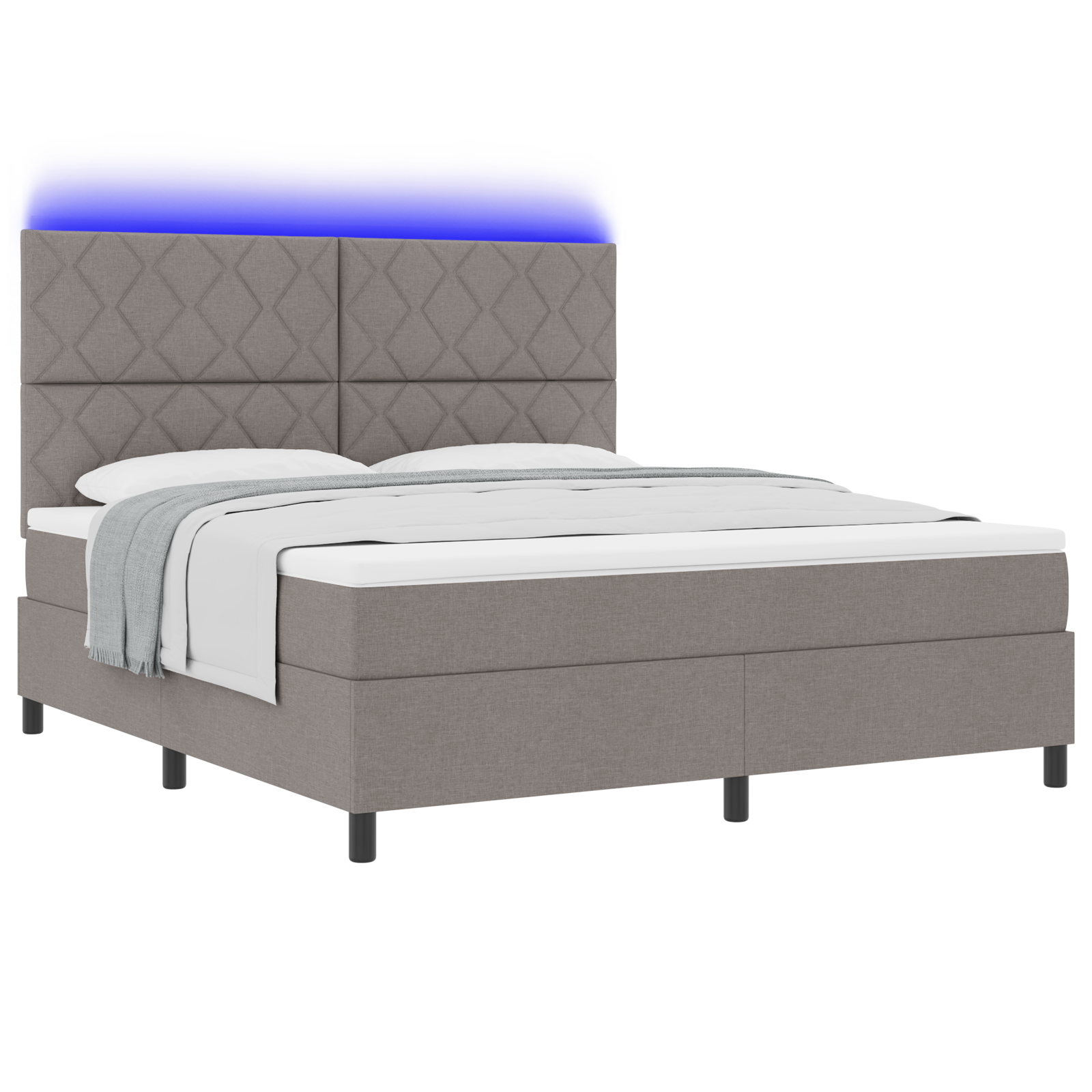 Box Spring Bed with Mattress & LED Taupe 180x200 cm Fabric - Image 2