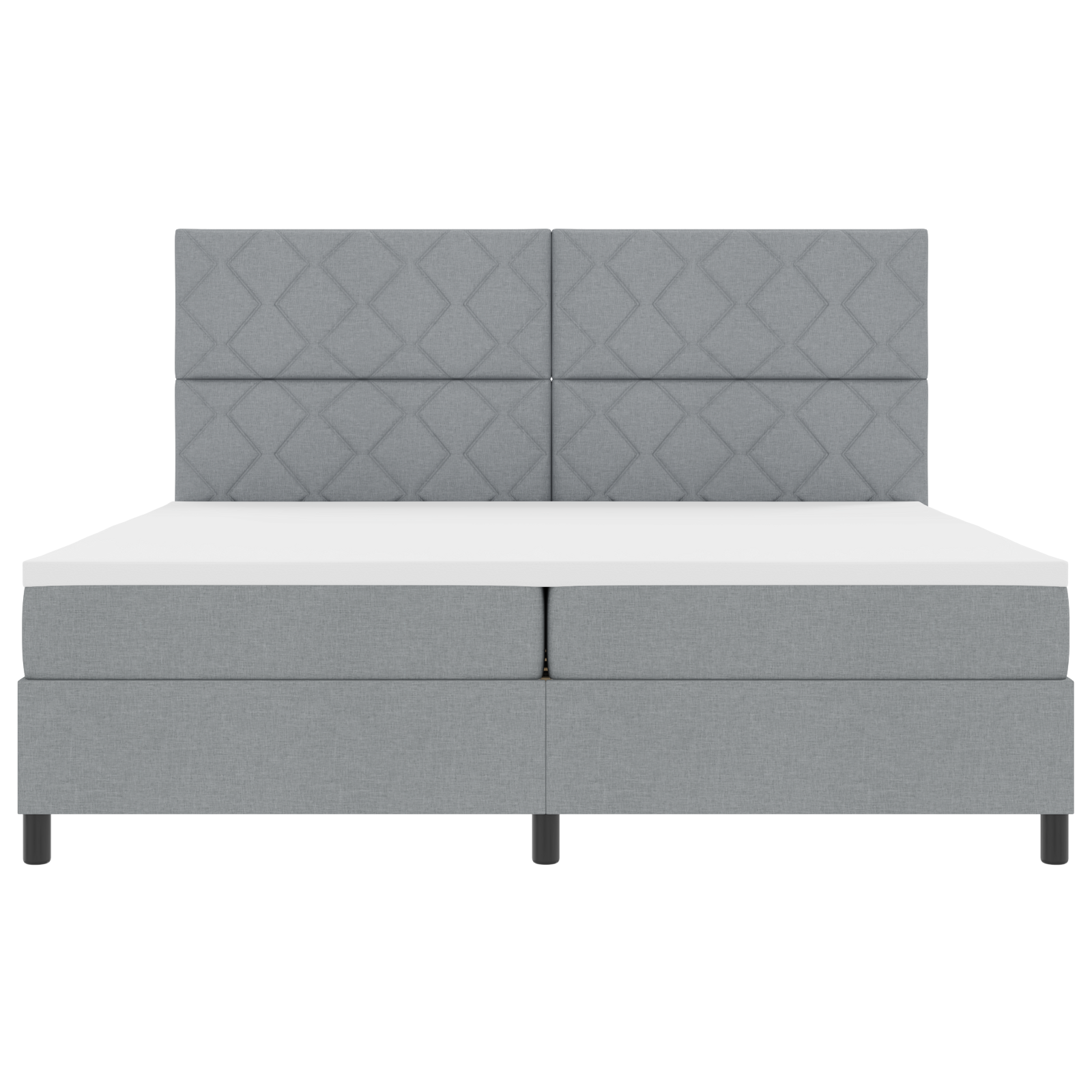 Box Spring Bed with Mattress & LED Light Grey 200x200 cm Fabric - Image 8