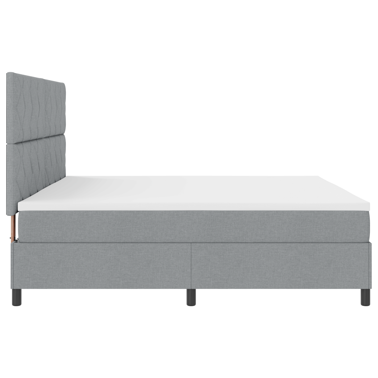 Box Spring Bed with Mattress & LED Light Grey 200x200 cm Fabric - Image 9