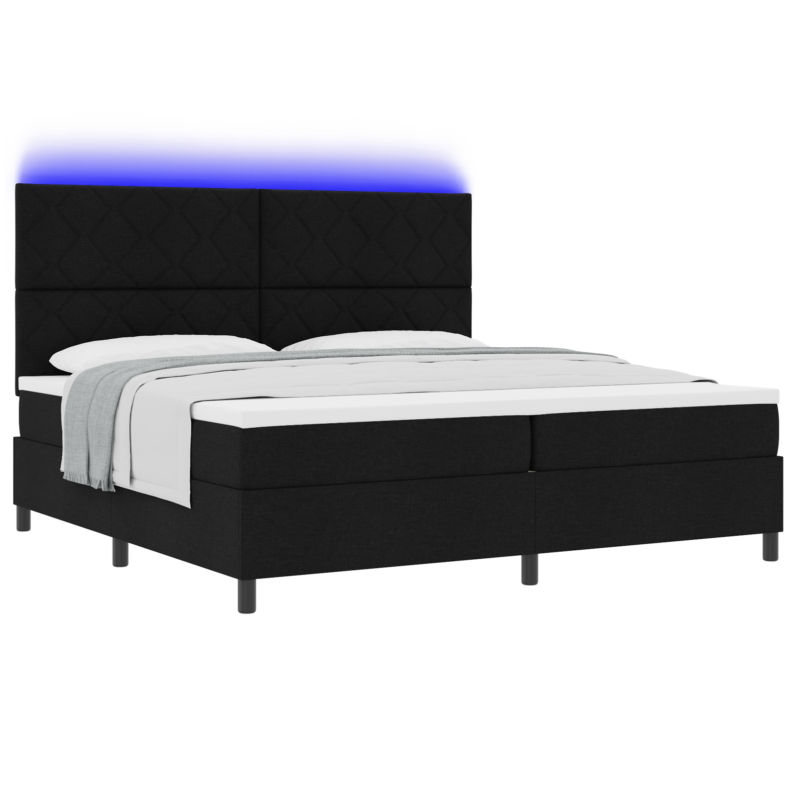 Thumbnail - vidaXL Boxspringbett mit Matratze & LED Schwarz 200x200 cm Stoff
