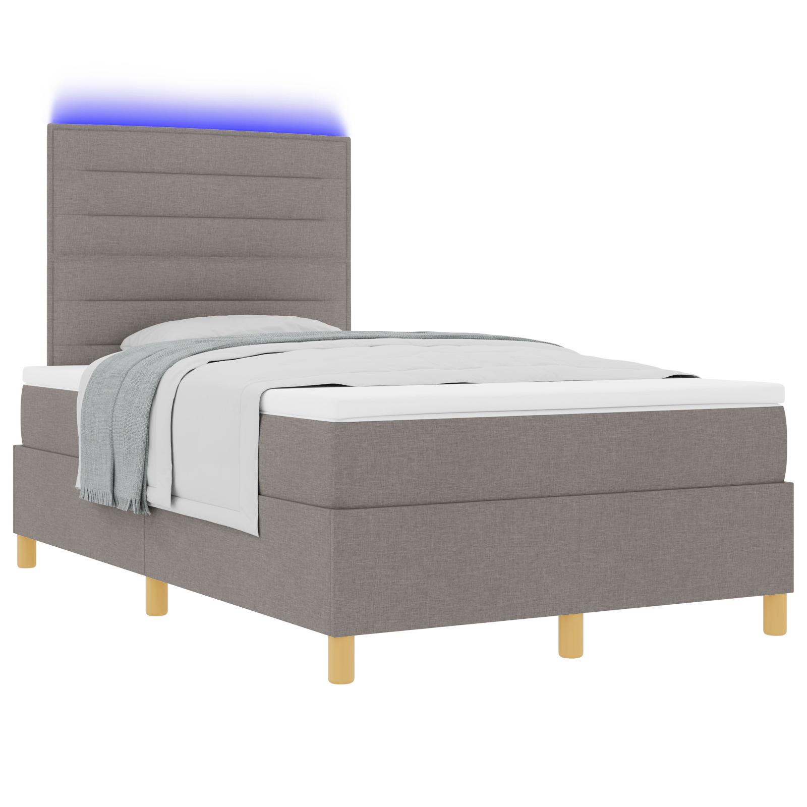 Thumbnail - vidaXL Boxspringbett mit Matratze & LED Taupe 120x190 cm Stoff