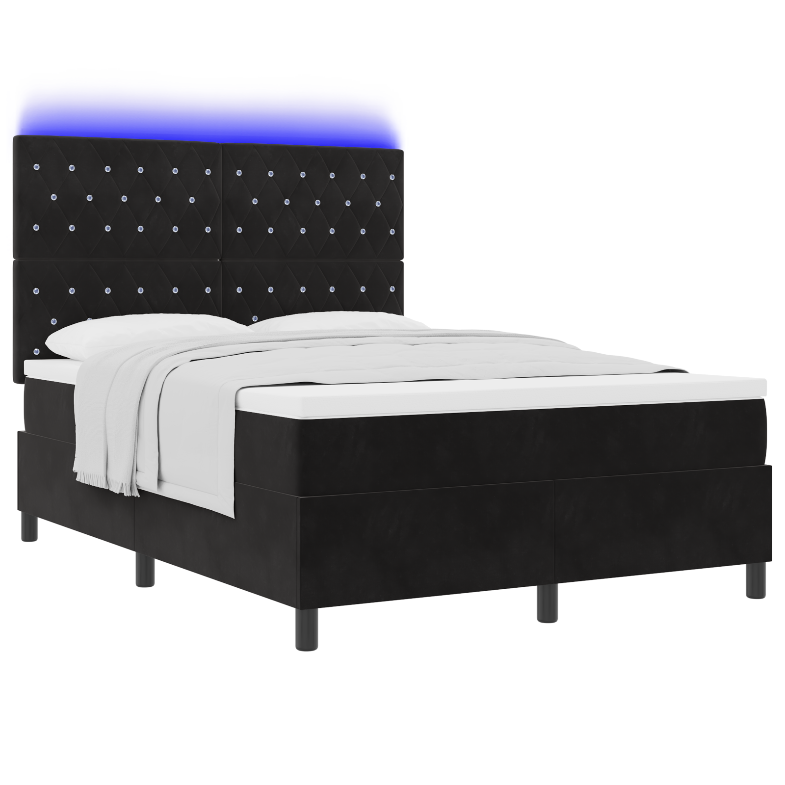 Thumbnail - vidaXL LED Boxspringbett mit Matratze Schwarz 140x190 cm Samt