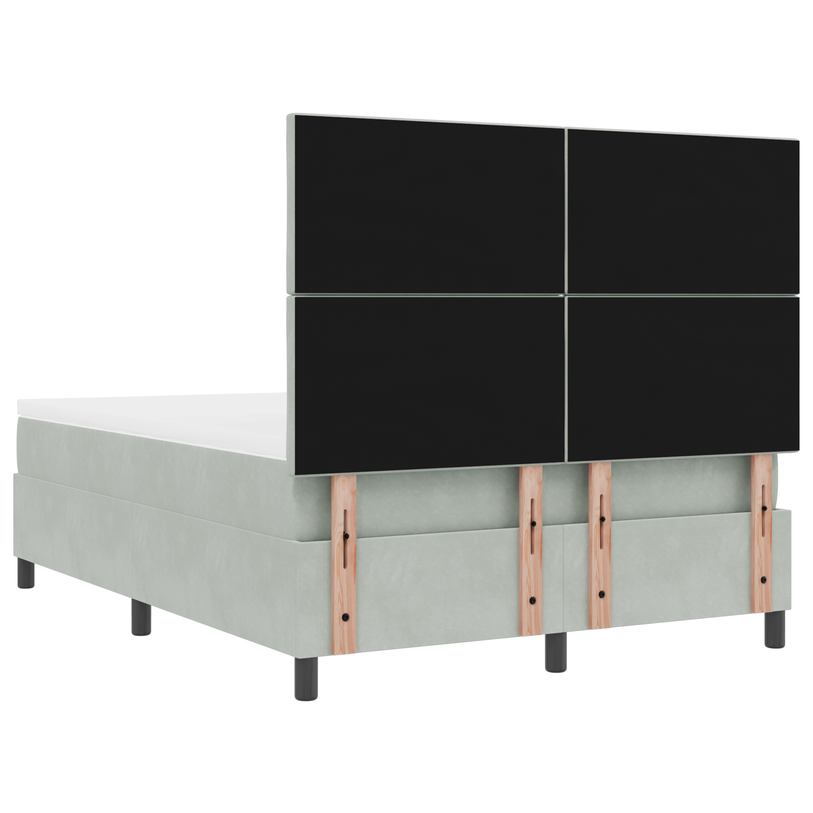 Komfortiška lova su čiužiniu ir LED apšvietimu Šviesiai pilka 140x190 cm Aksomas - Image 10