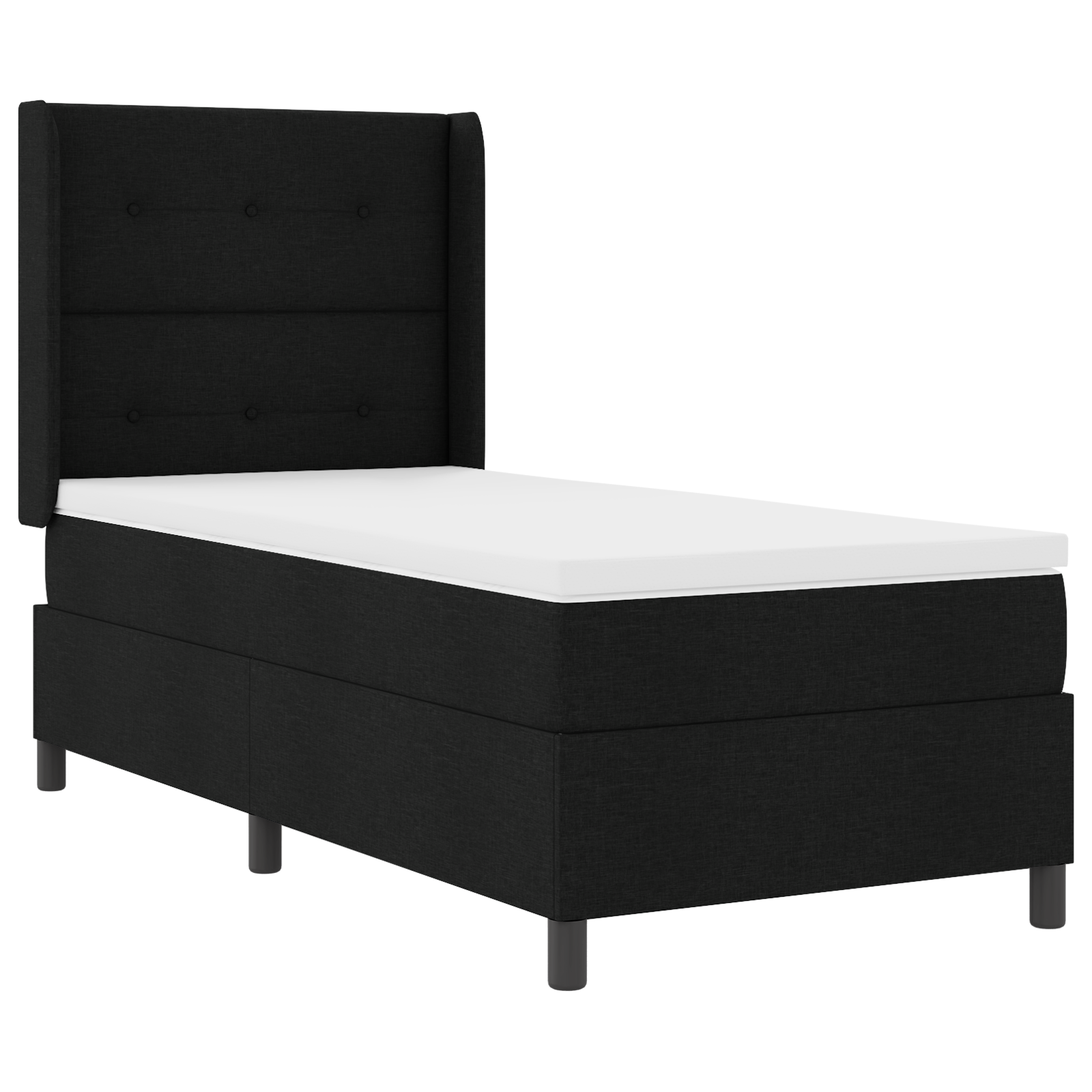 Box Spring Bed with Mattress & LED Black 90x200 cm Fabric - Image 3
