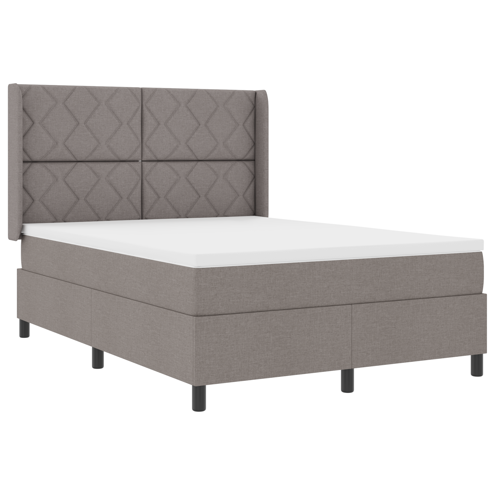 Box Spring Bed with Mattress & LED Taupe 160x200 cm Fabric - Image 3