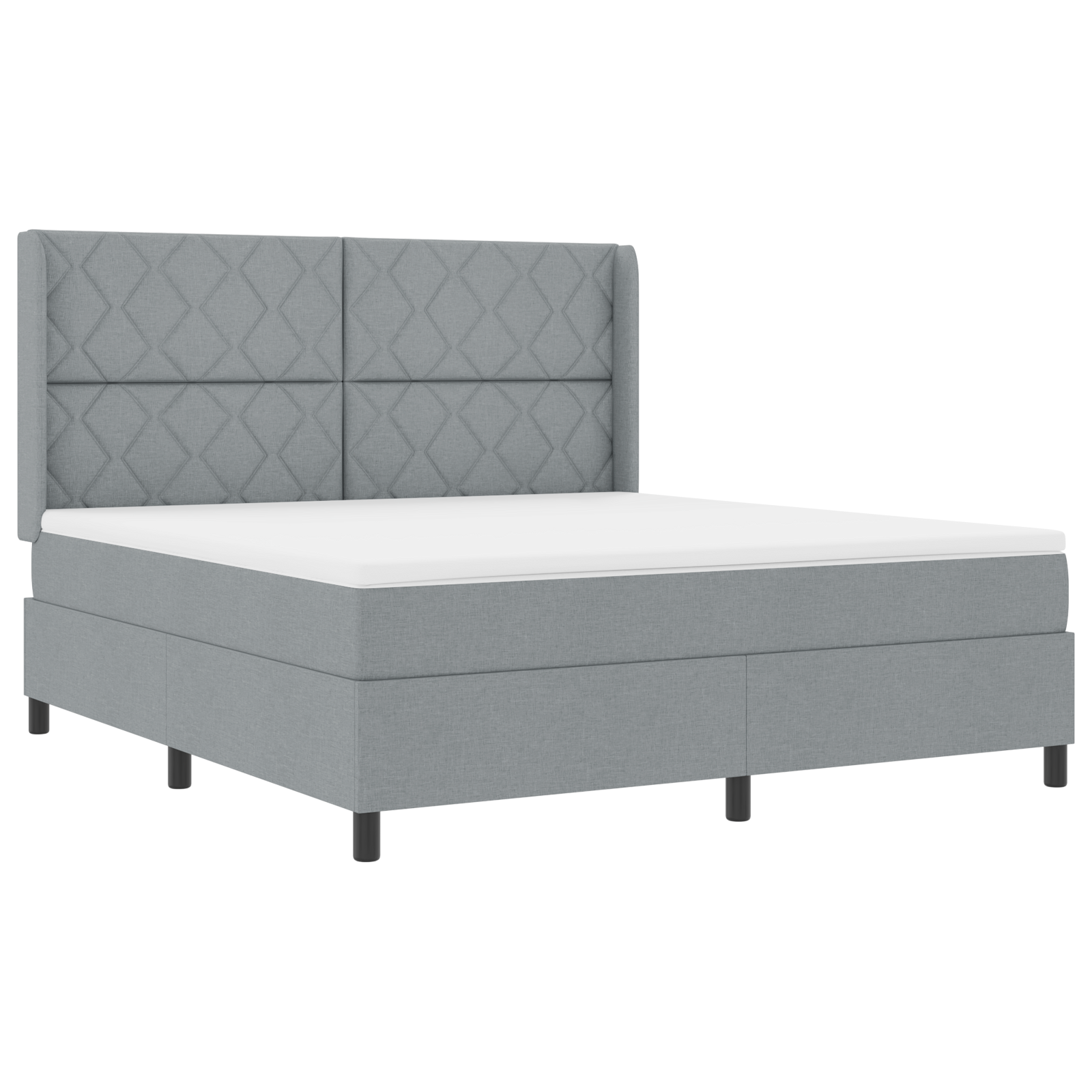 Thumbnail - vidaXL Boxspringbett mit Matratze und LED Licht in Hellgrau, 180x200 cm, aus Stoff.