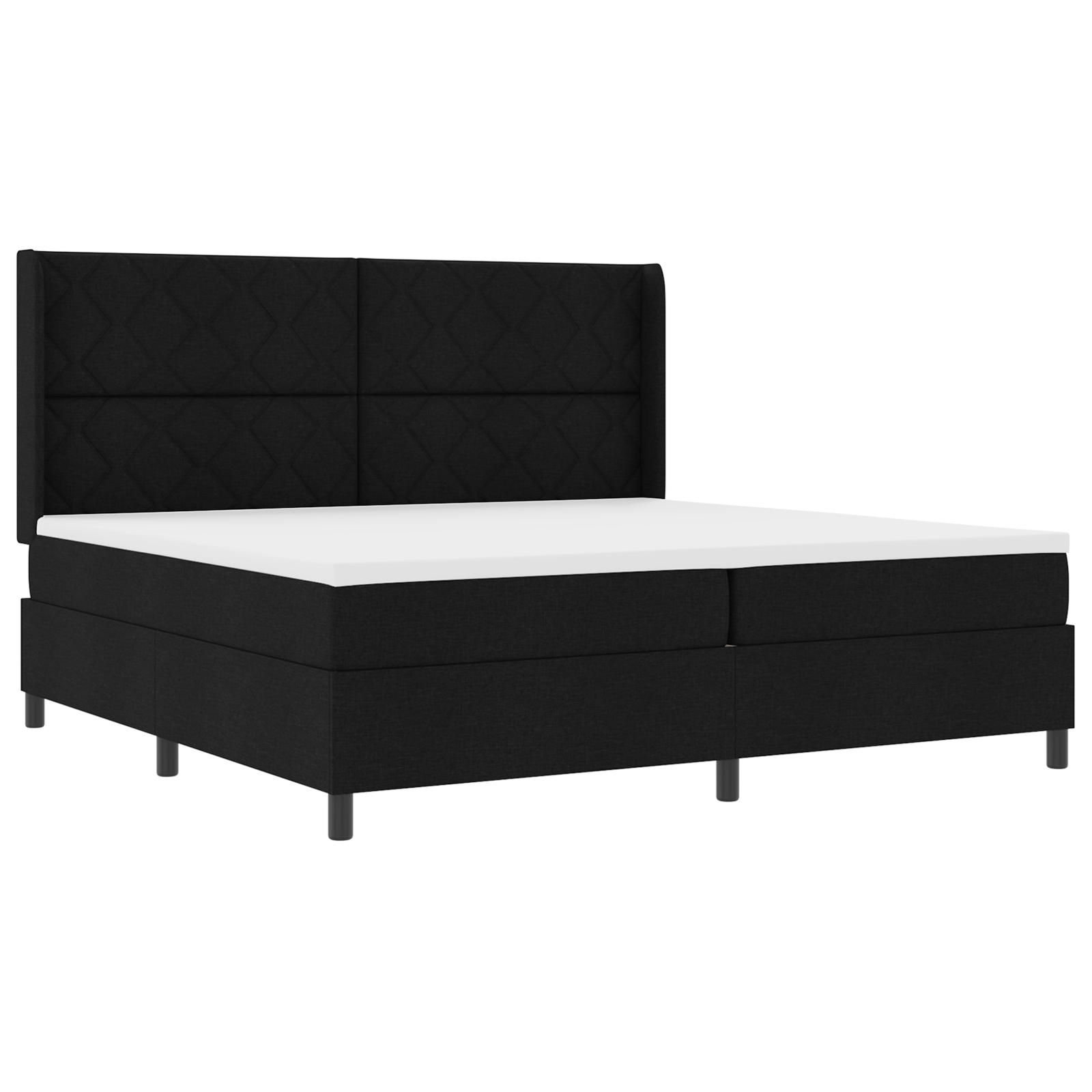 Thumbnail - vidaXL Boxspringbett mit Matratze & LED in Schwarz, 200 x 200 cm, aus Stoff