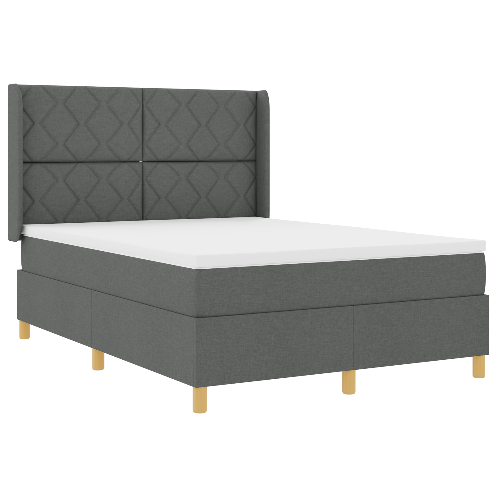 Box Spring Bed with Mattress & LED Dark Grey 160x200 cm Fabric - Image 3