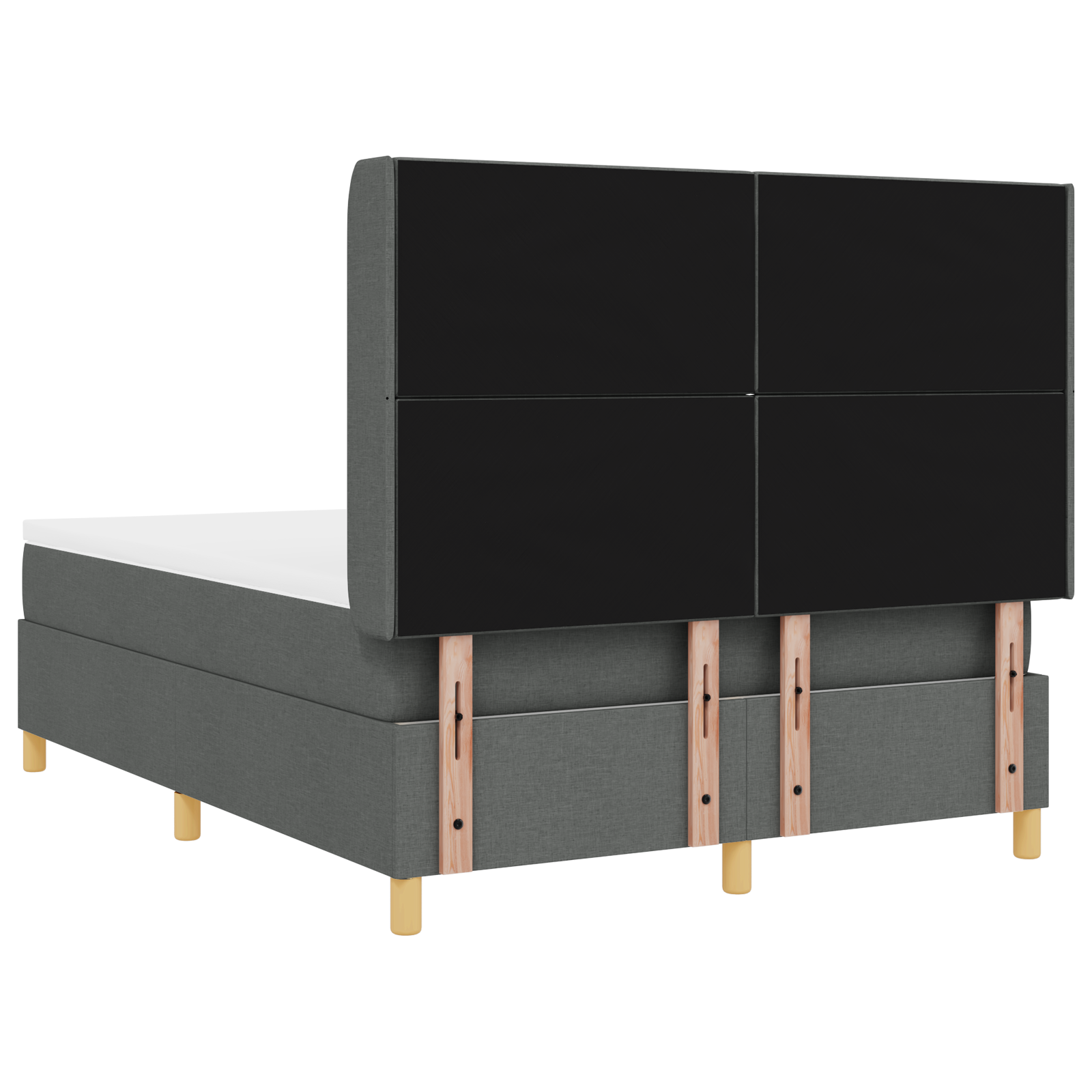 Box Spring Bed with Mattress & LED Dark Grey 160x200 cm Fabric - Image 10