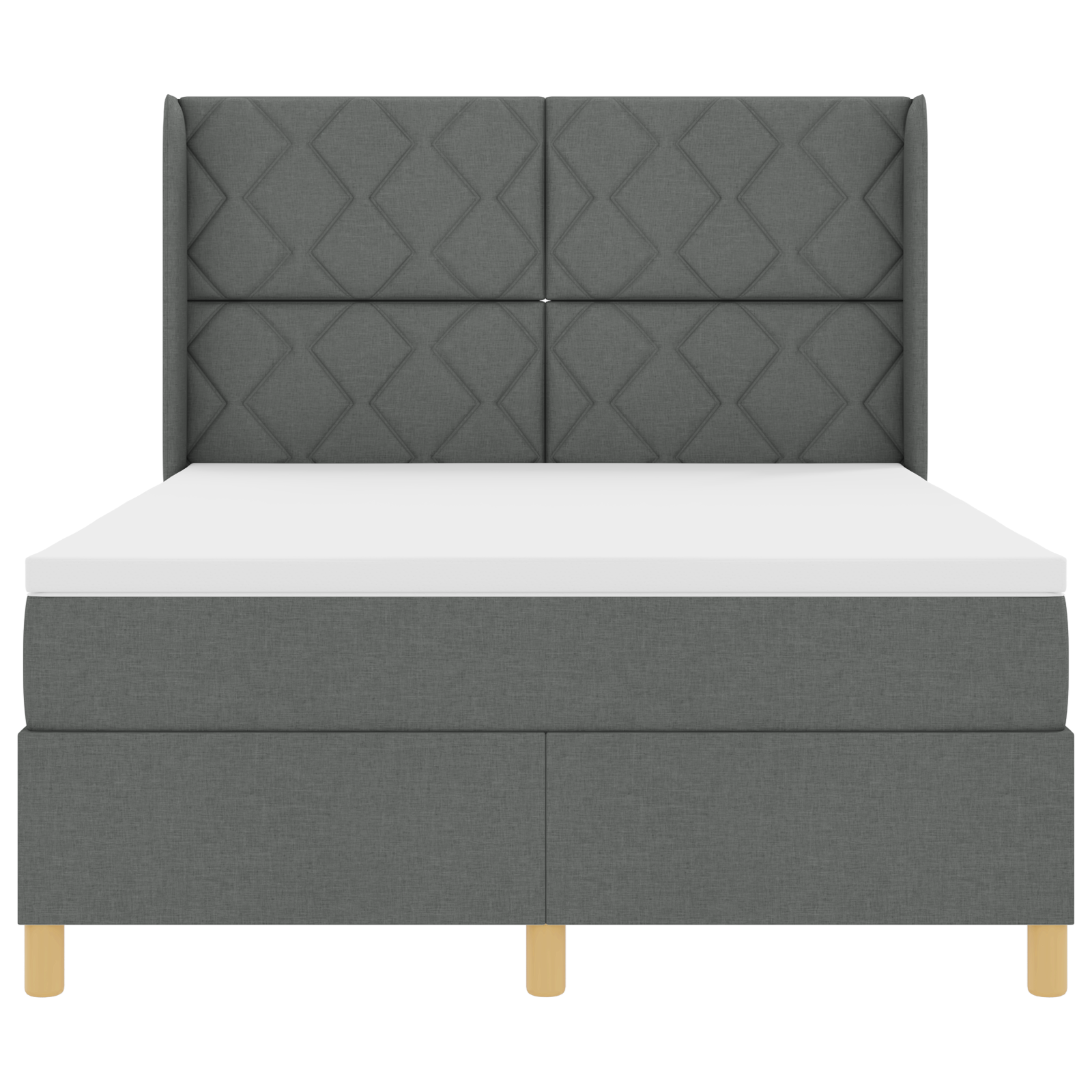 Box Spring Bed with Mattress & LED Dark Grey 160x200 cm Fabric - Image 8