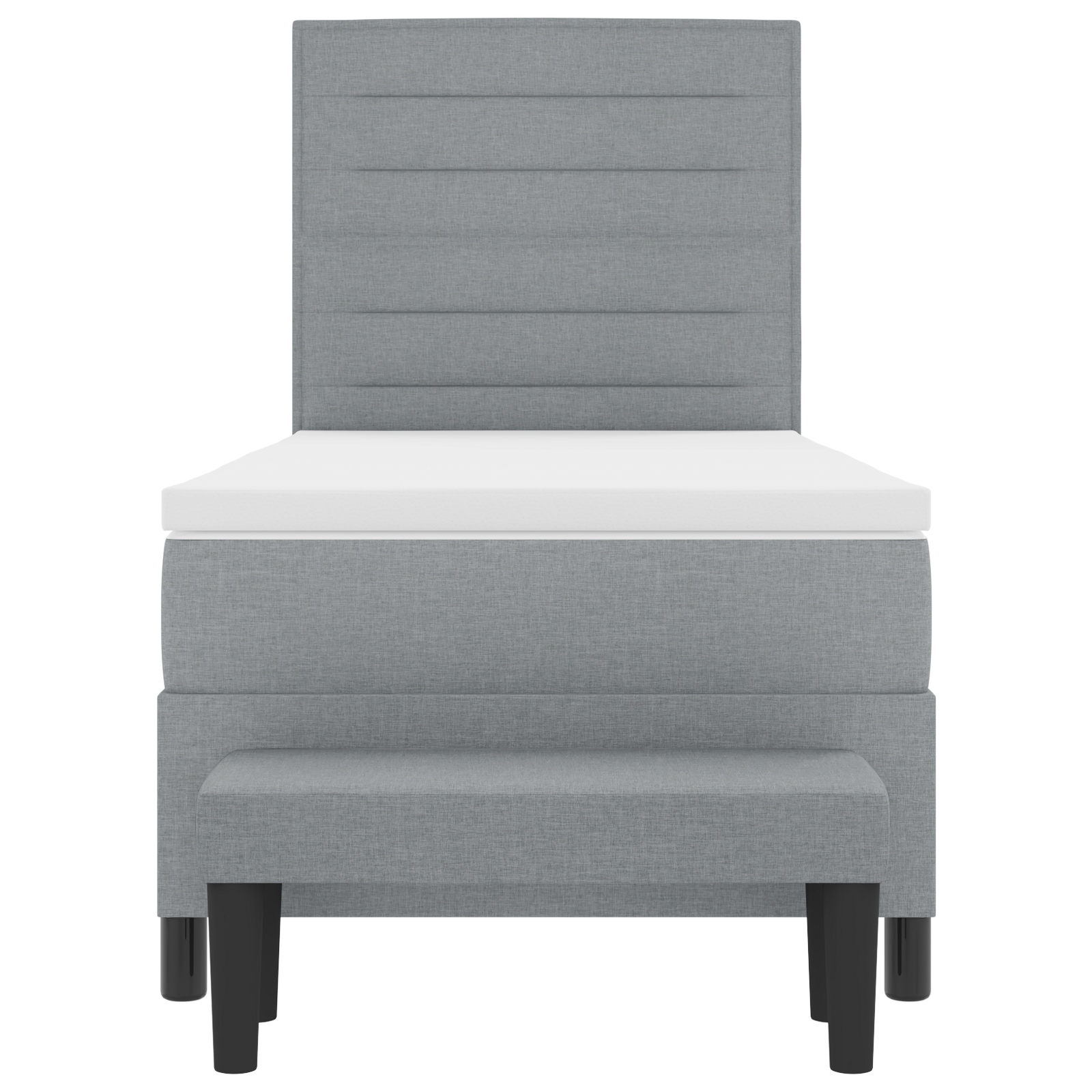 Pagrindinė lova su čiužiniu ir suoleliu šviesiai pilka 80x200 cm audinys - Image 9