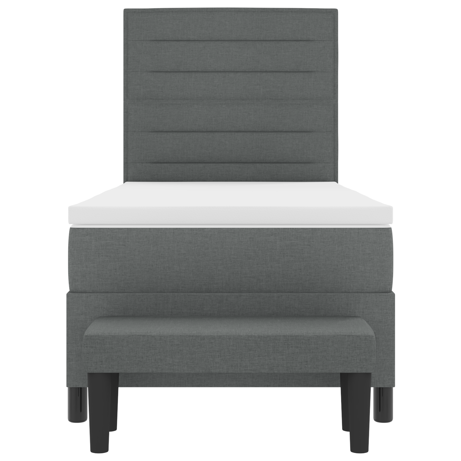 dėžutės pavasario lova su čiužiniu ir suoleliu tamsiai pilka 90x190 cm audinys - Image 9