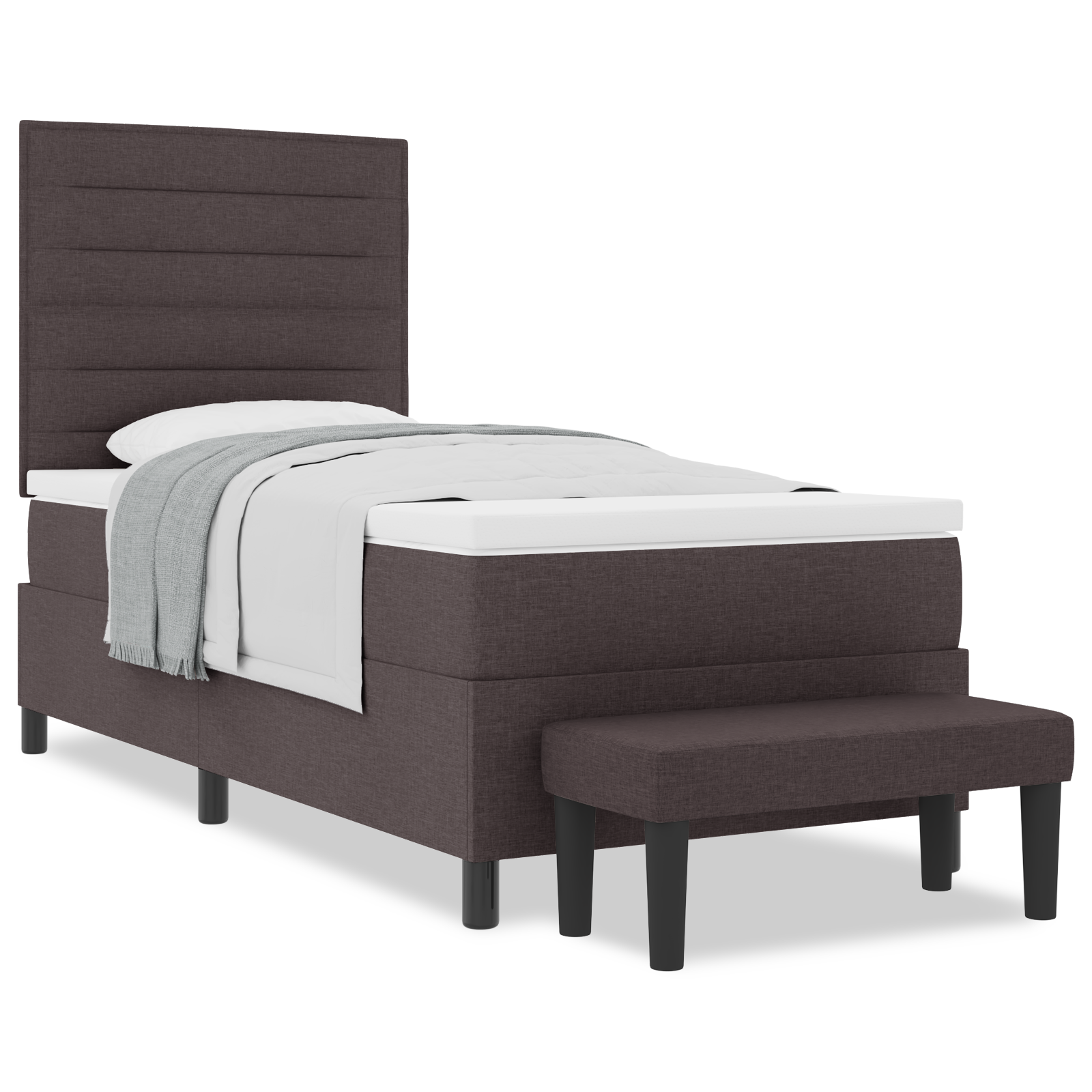 Karkasinė lova su čiužiniu ir suoleliu tamsiai ruda 90x190 cm - Image 4