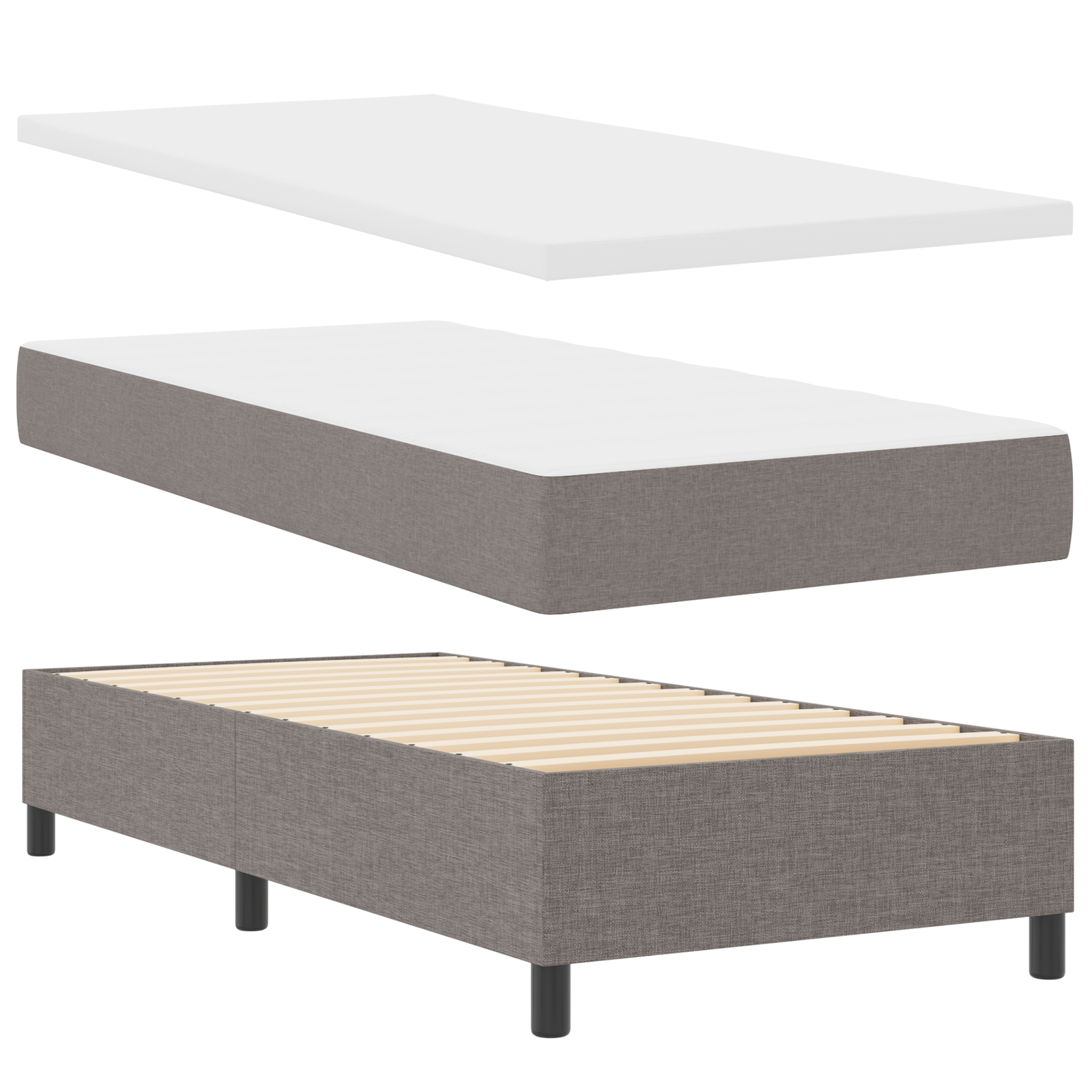 Thumbnail - vidaXL Boxspringbett mit Matratze & Bank Taupe 90x190 cm Stoff