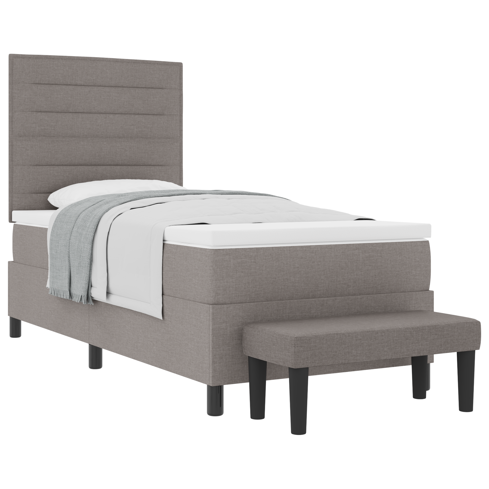 Thumbnail - vidaXL Boxspringbett mit Matratze & Bank Taupe 90x190 cm Stoff