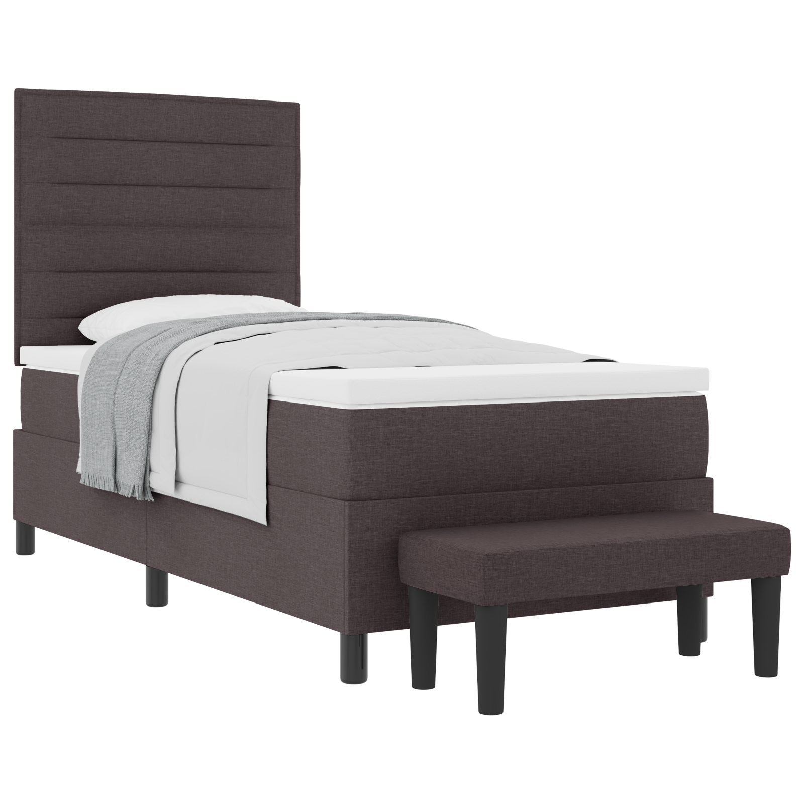 Thumbnail - vidaXL Boxspringbett mit Matratze & Bank Dunkelbraun 90x200 cm Stoff