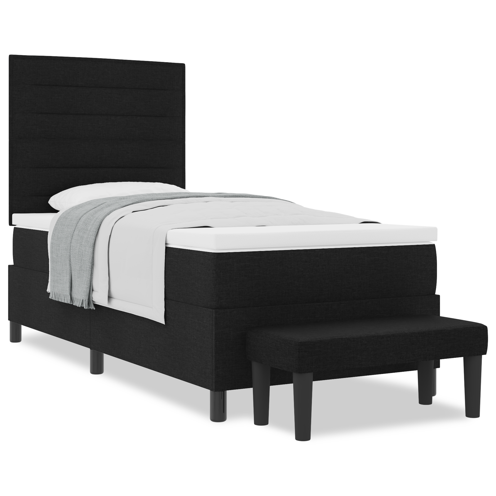 Dėžės pavasario lova su čiužiniu ir suoleliu juoda 100x200 cm audinys - Image 4