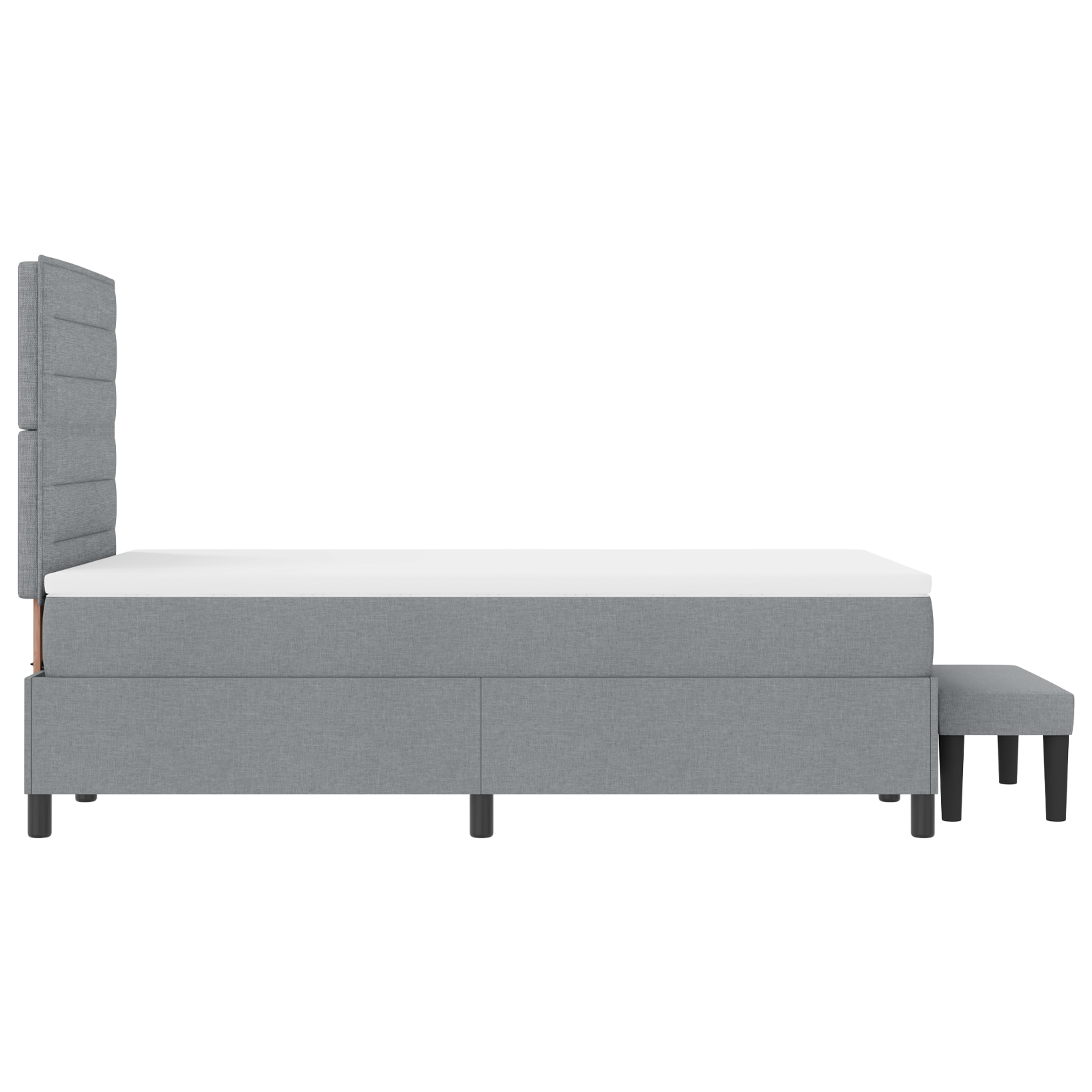 pakuotės lova su čiužiniu ir suoleliu šviesiai pilka 120x200 cm audinys - Image 10